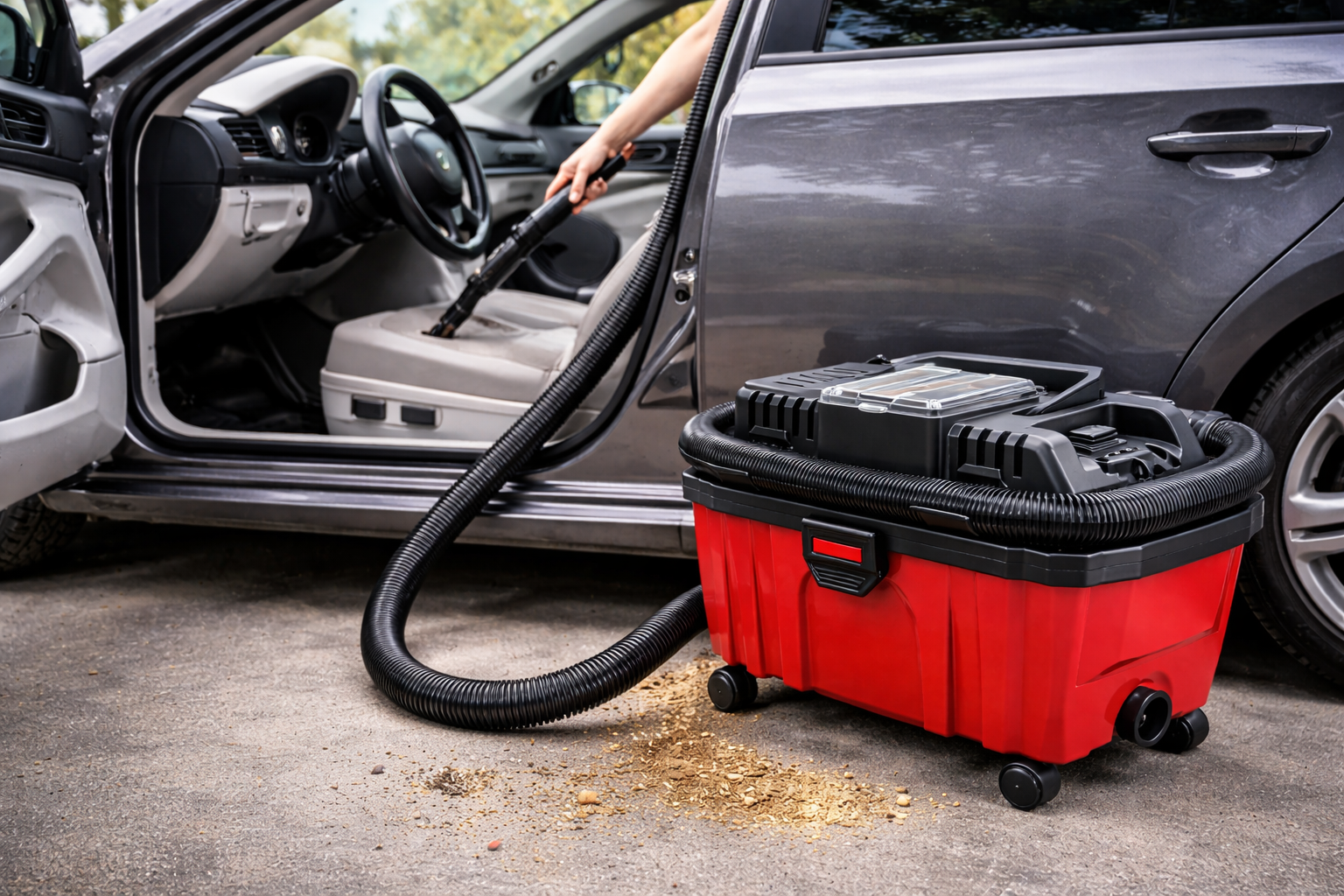 Portable Wet Dry Car Vacuum Cleaner with Powerful Suction for Auto Interior Detailing