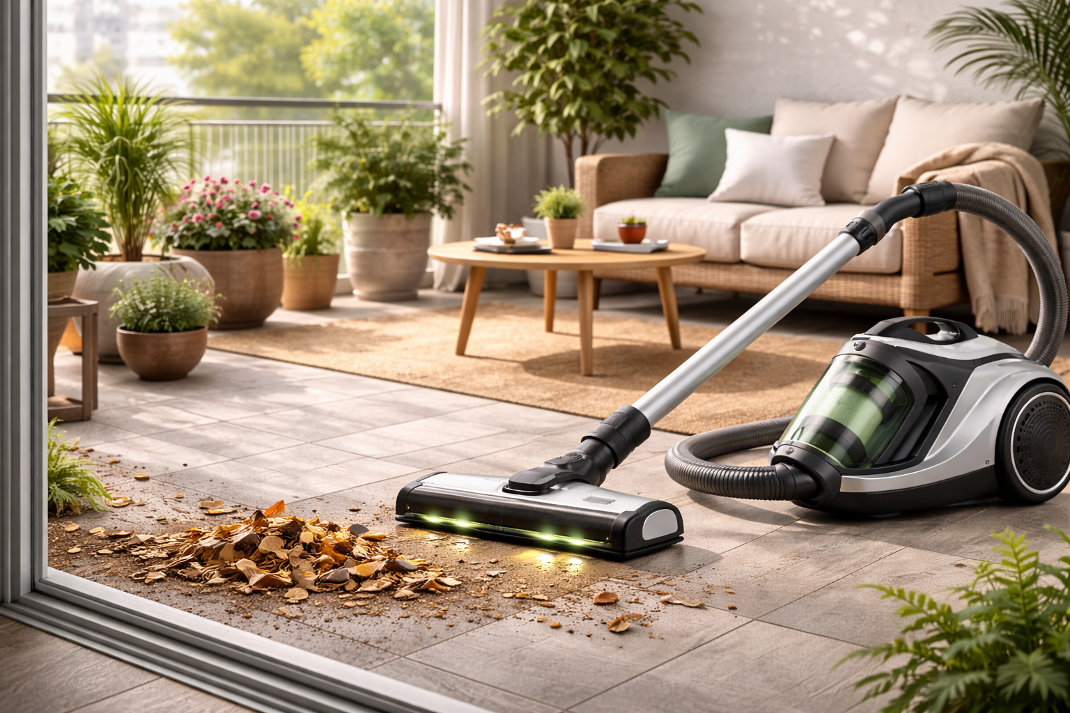 Dual-Surface Outdoor & Indoor Vacuum Cleaner with LED Brush and XL Dust Container – Ideal for Debris & Leaves
