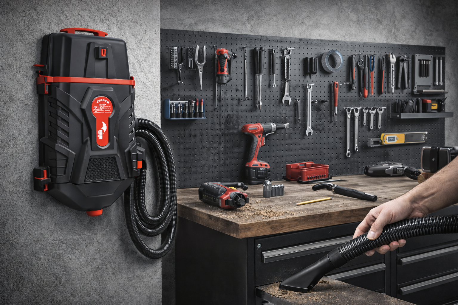 Wall Mounted Workshop Vacuum System for Tool Bench & Sawdust Cleaning