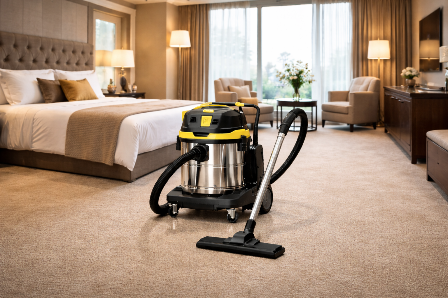 Commercial Wet and Dry Vacuum Cleaner for Hotel Rooms and Guest Suites
