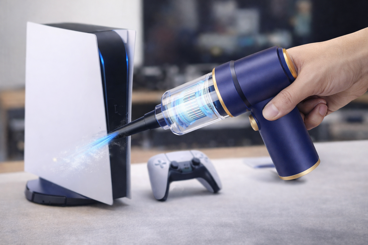Cordless Electric Air Duster for Game Console & Home Electronics Cleaning