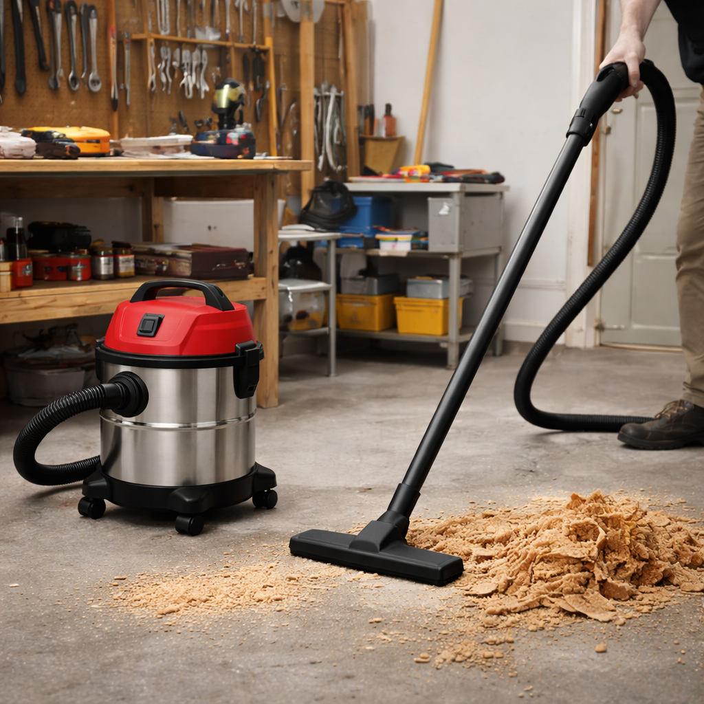 Industrial Wet & Dry Shop Vacuum Cleaner – Heavy-Duty Suction for Workshop Debris & Liquid Cleanup