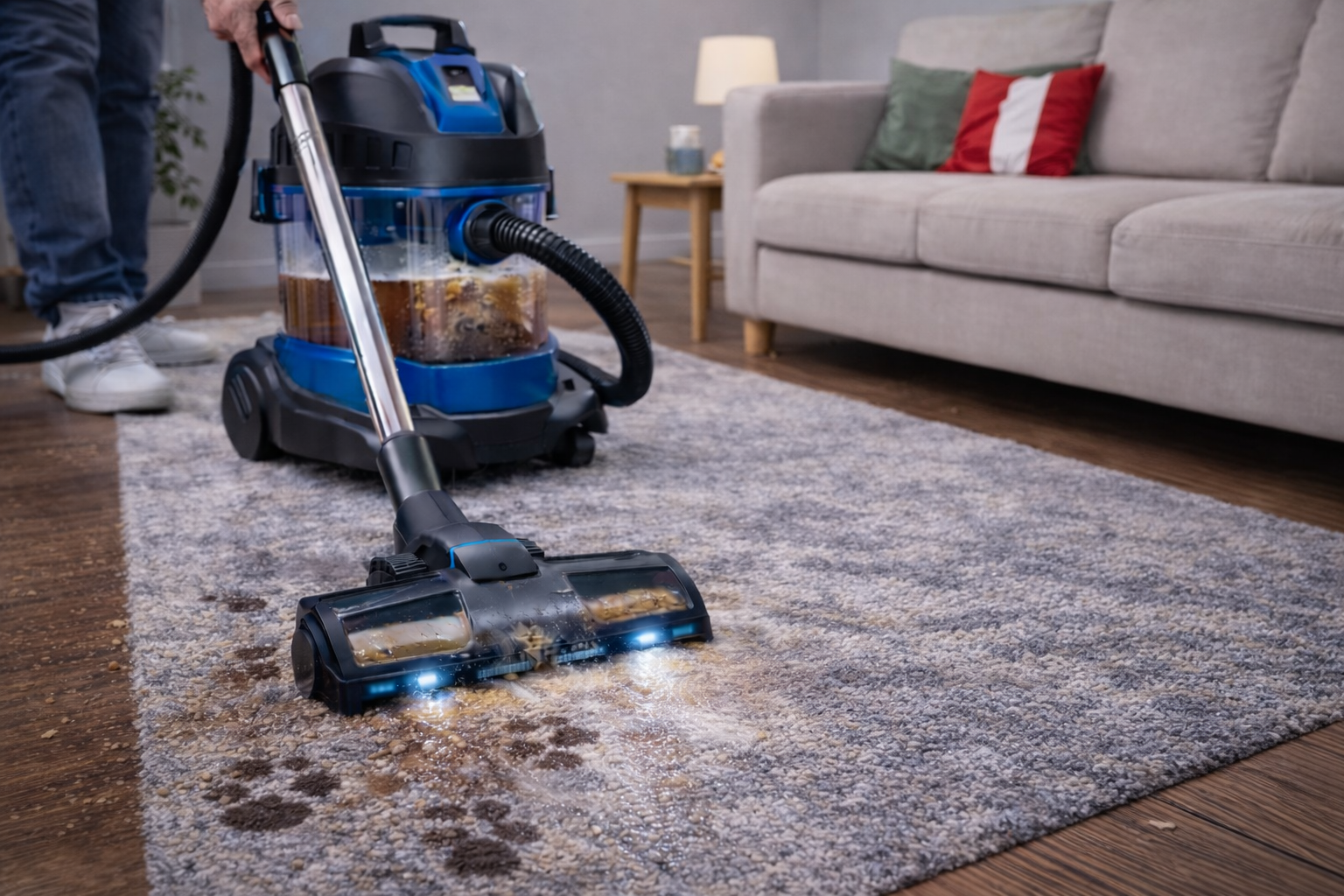 Multi-Surface Wet Dry Vacuum Cleaner with LED Floor Head for Deep Carpet Care