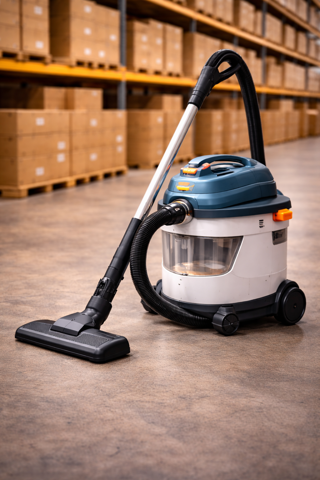 Commercial Wet & Dry Vacuum Cleaner with Transparent Tank – Multi-Surface Warehouse Dust Remover