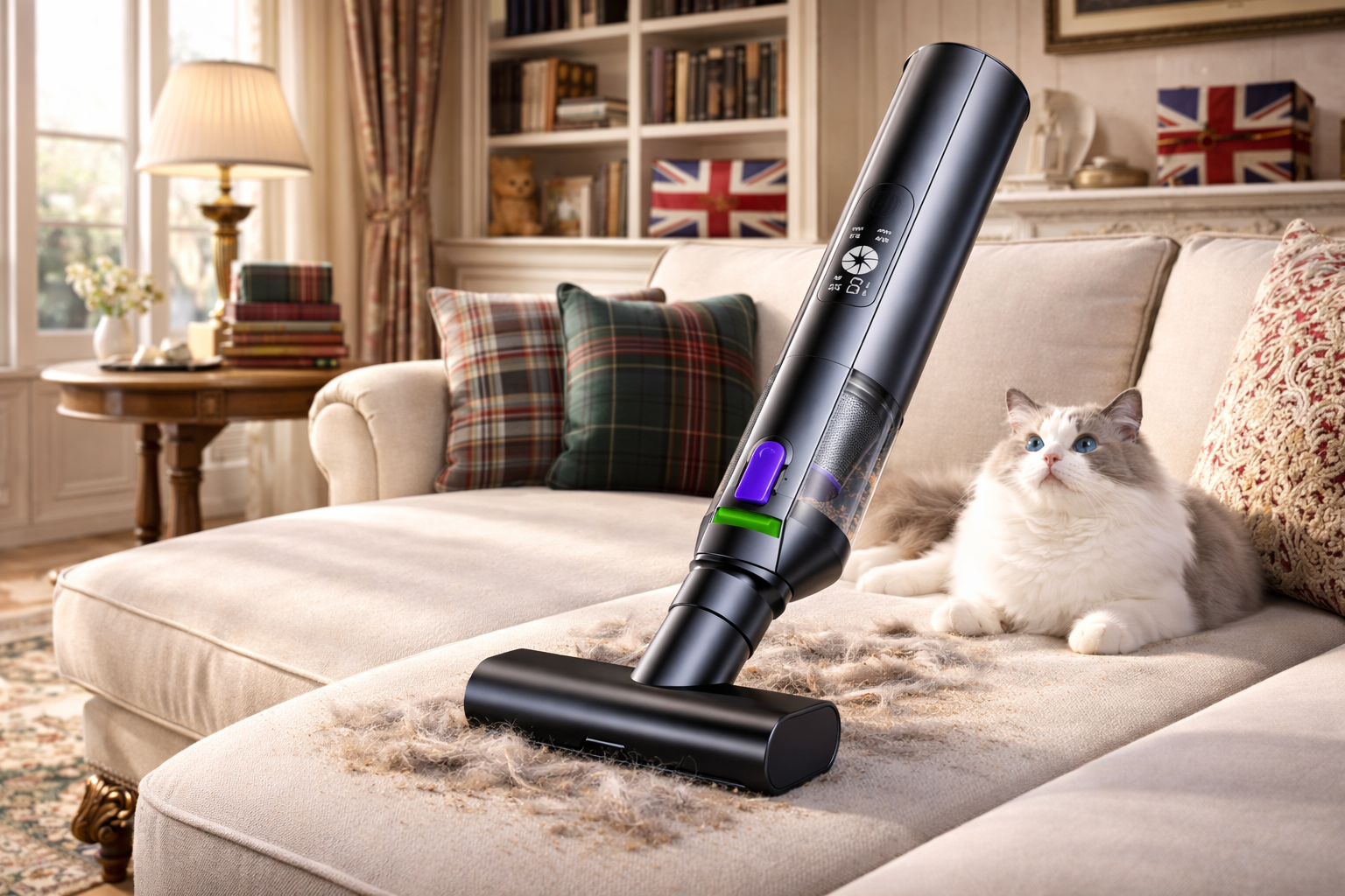 Smart Pet Hair Vacuum for Sofa & Upholstery – Ultra Quiet Cordless