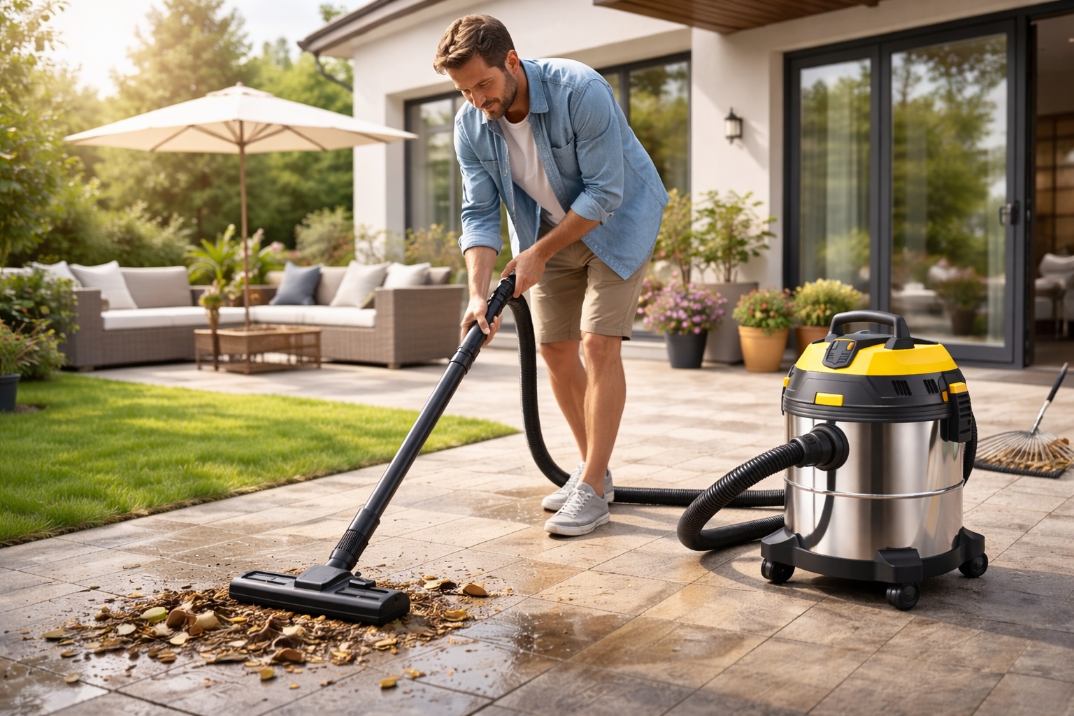 25L Outdoor Wet and Dry Vacuum Cleaner with Blower – Heavy-Duty Stainless Steel Tank
