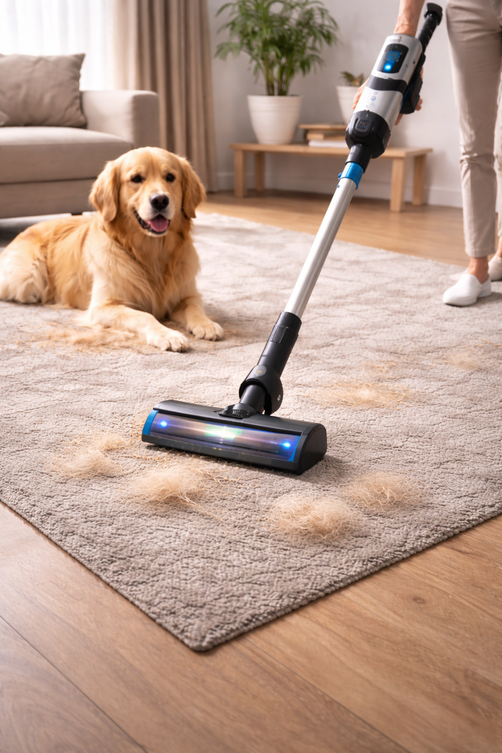 Cordless Pet Hair Vacuum Cleaner with Powerful Suction and LED Light