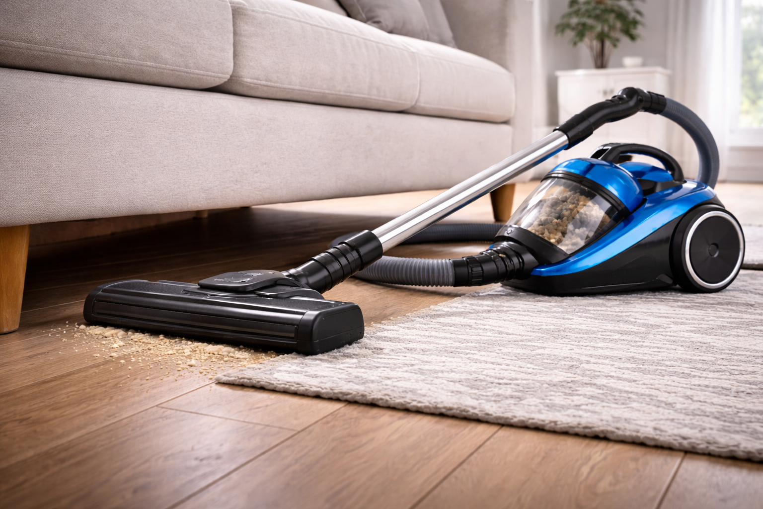 Compact Vacuum Cleaner with Low-Profile Nozzle for Under-Furniture Cleaning & Dust Control