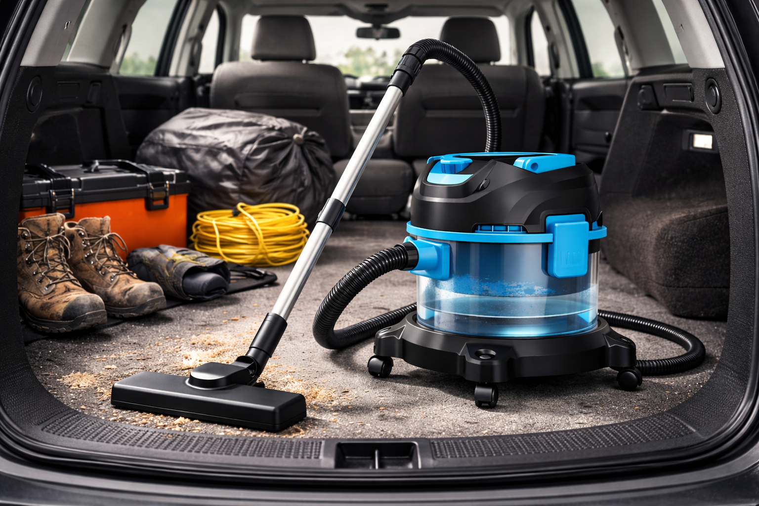 Portable Car Vacuum Cleaner – Wet Dry Utility Vacuum for Trunks, RVs, Garages and On-the-Go Cleanup