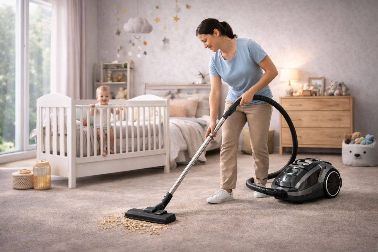 Ultra Quiet Baby Room Vacuum Cleaner with HEPA & Odor Filter – Ideal for Nurseries