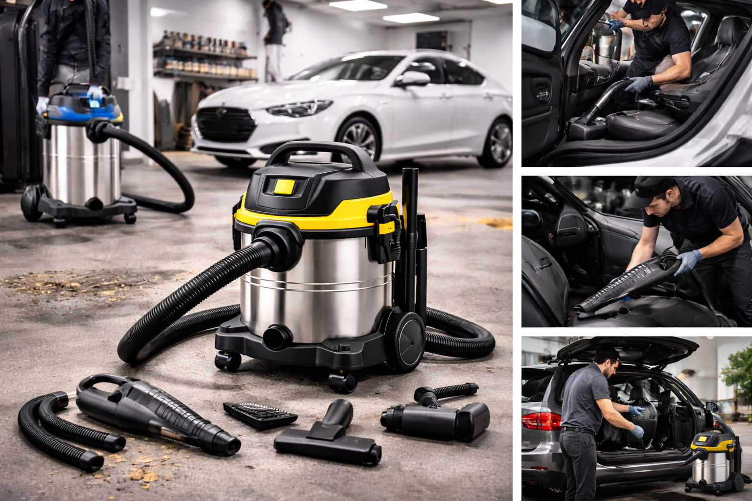 Professional Car Detailing Wet Dry Vacuum Cleaner with Complete Interior Cleaning Kit
