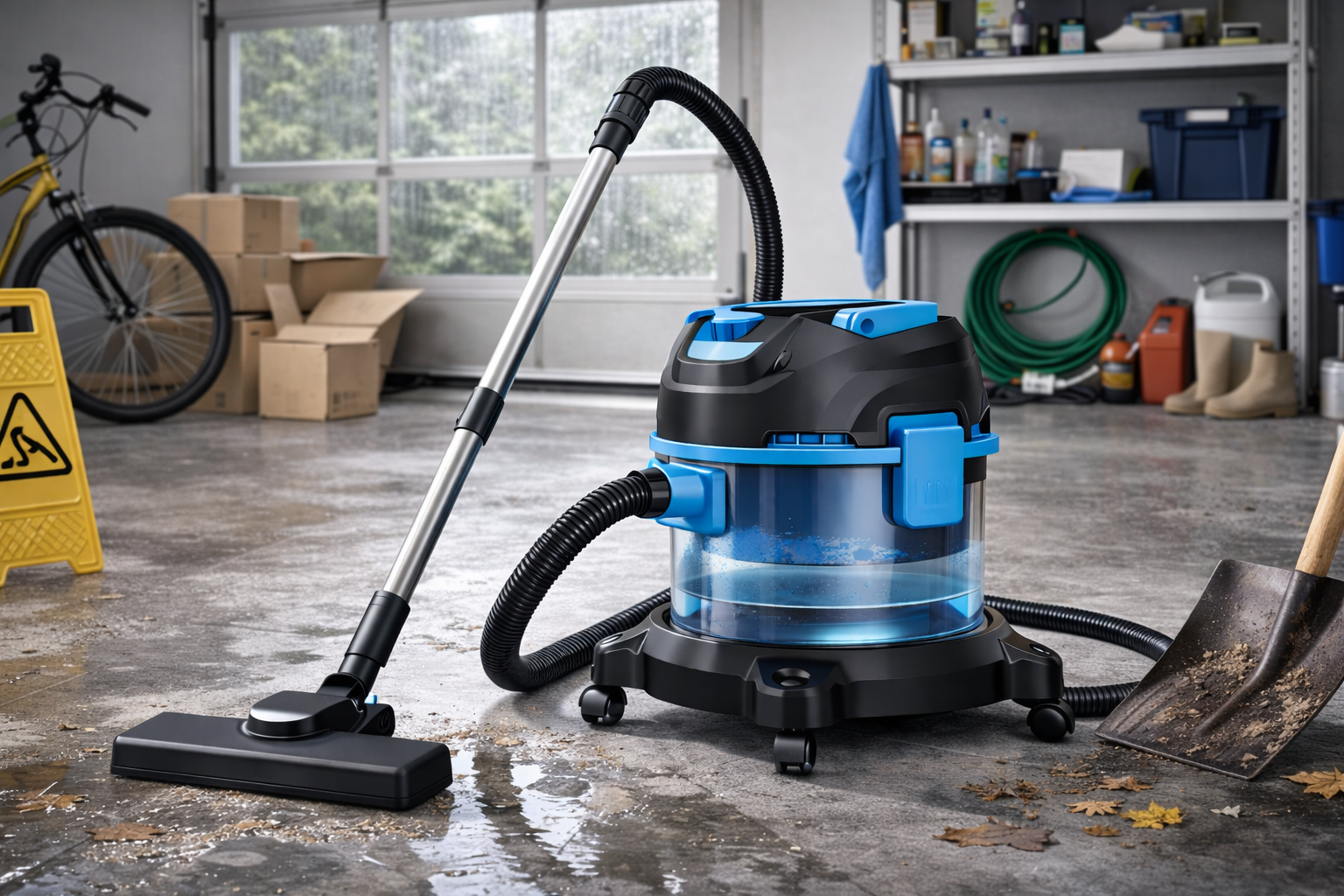 Heavy-Duty Wet and Dry Garage Vacuum Cleaner – Floor Water Suction for Mud, Leaves, and Outdoor Mess