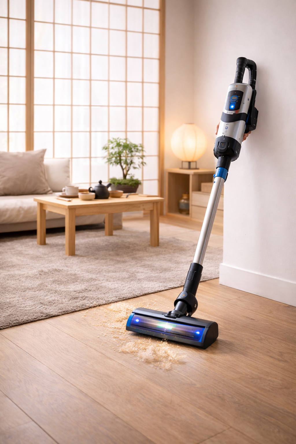 LED Cordless Vacuum Cleaner for Hardwood and Area Rugs with Wall Mount