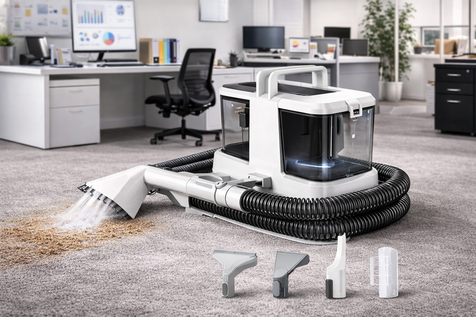 Professional Carpet Cleaner for Office – Spray & Extract Vacuum with 4-in-1 Nozzles
