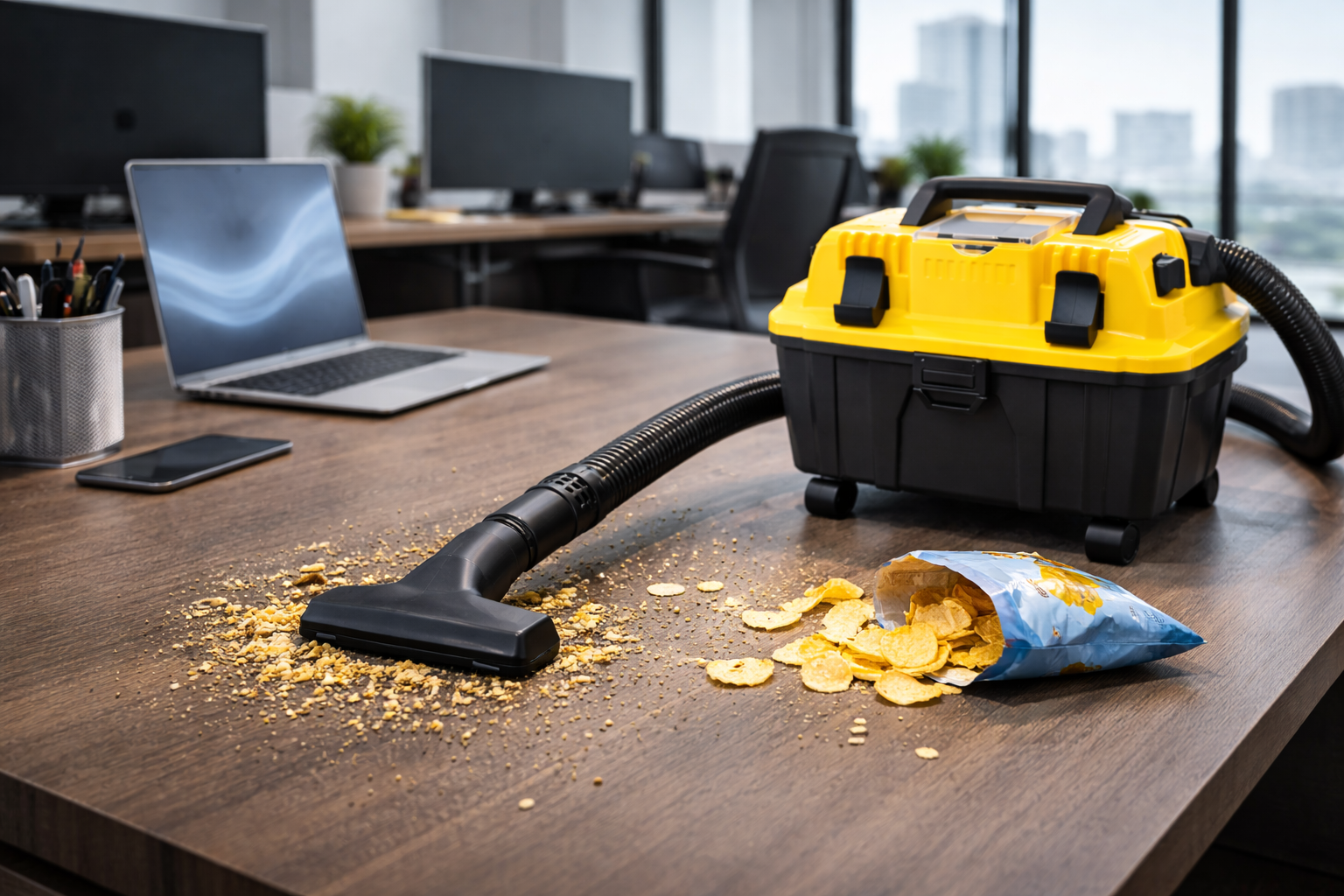 Desktop Crumb Vacuum – Office Desk Cleaner for Chips, Snacks & Debris