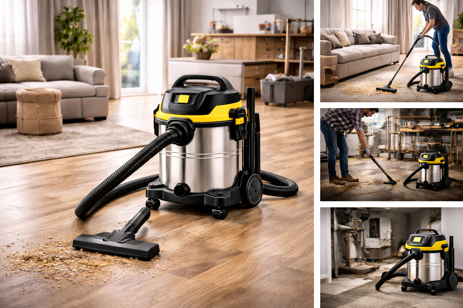 Home & Workshop Wet Dry Vacuum Cleaner for Floor Cleaning and DIY Dust Control – 25L