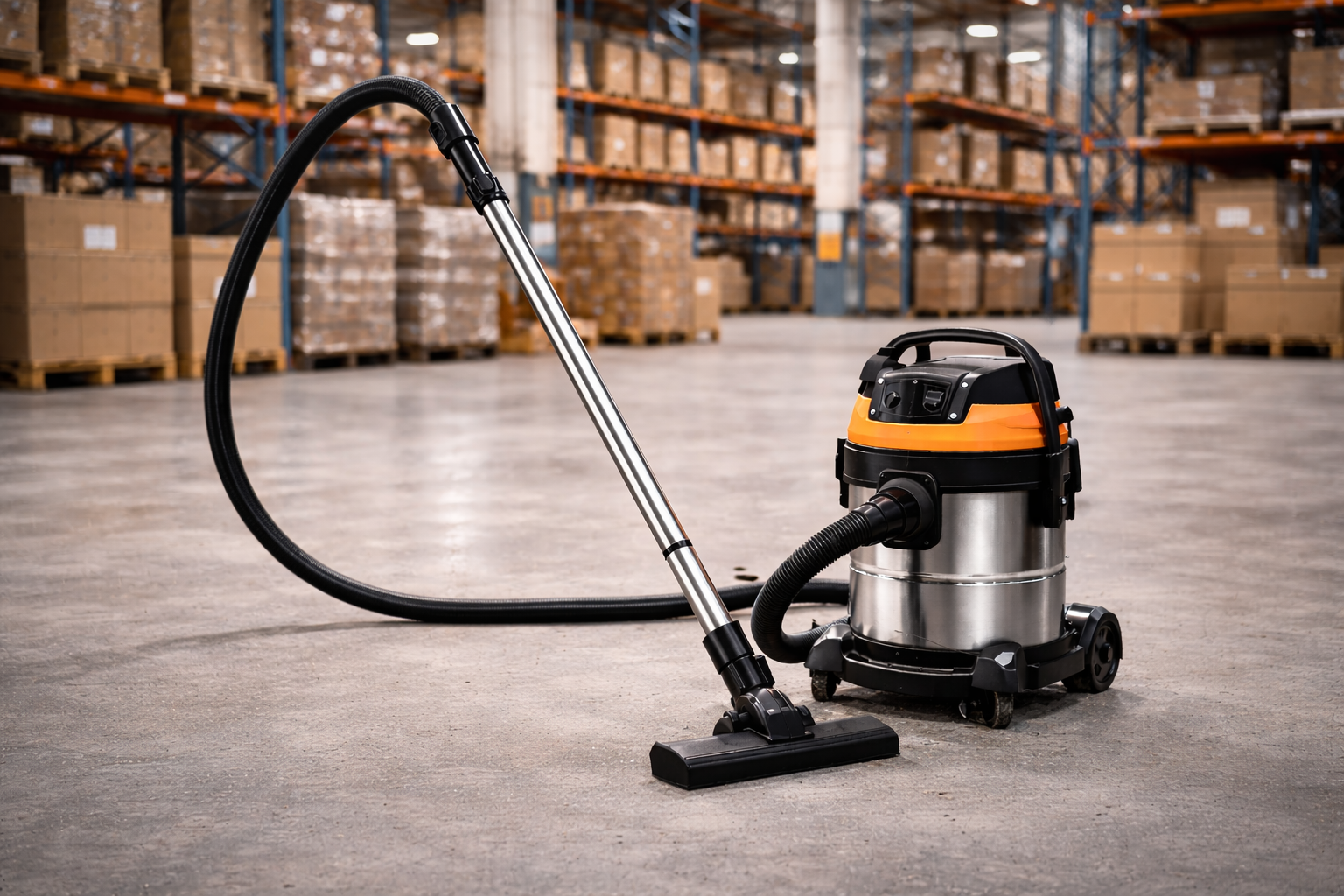 Warehouse Floor Vacuum Cleaner – 20L Stainless Steel Industrial Wet Dry Canister Vac