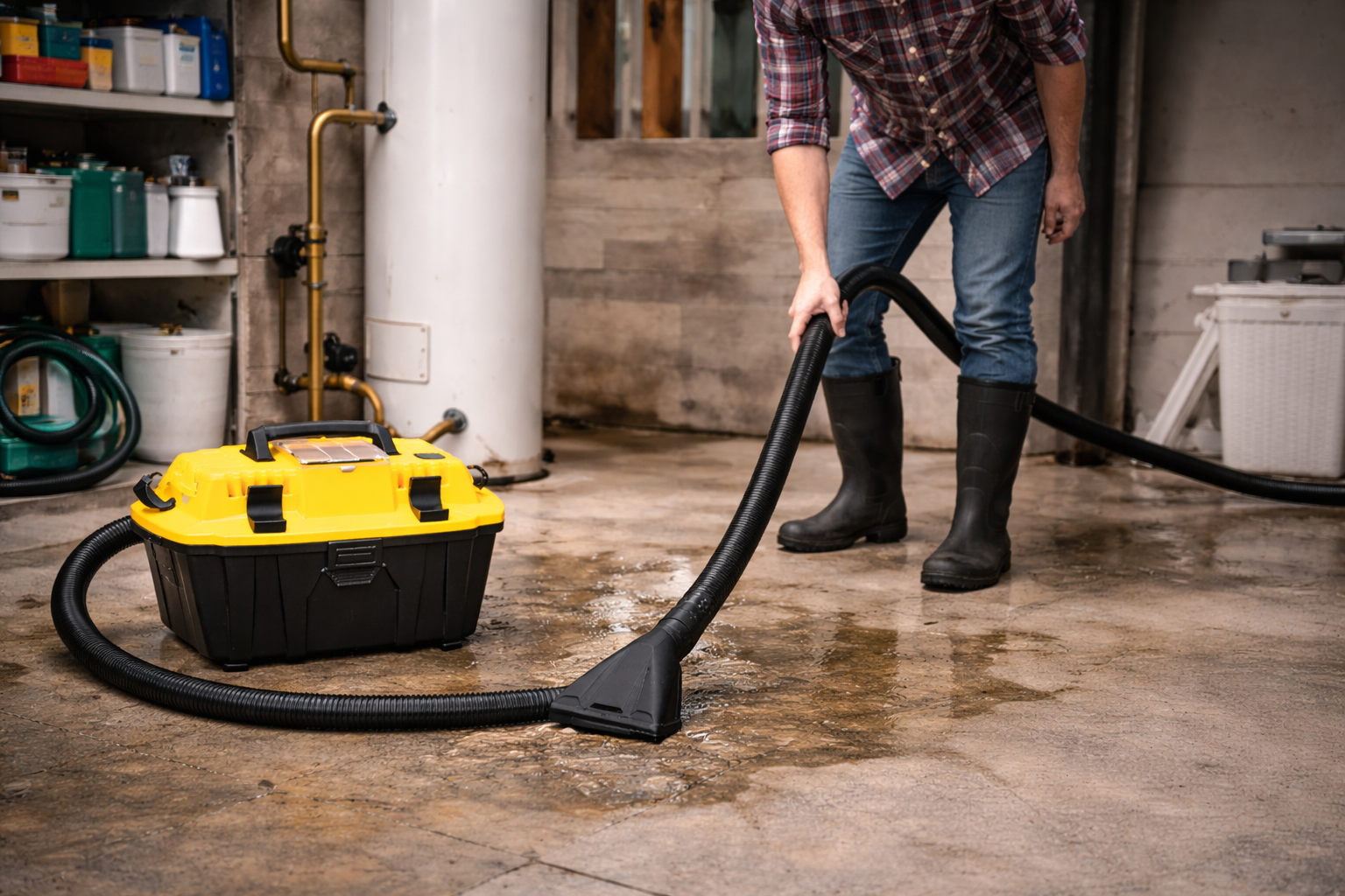 Portable Wet Basement Vacuum Cleaner for Flood Water & Utility Cleaning