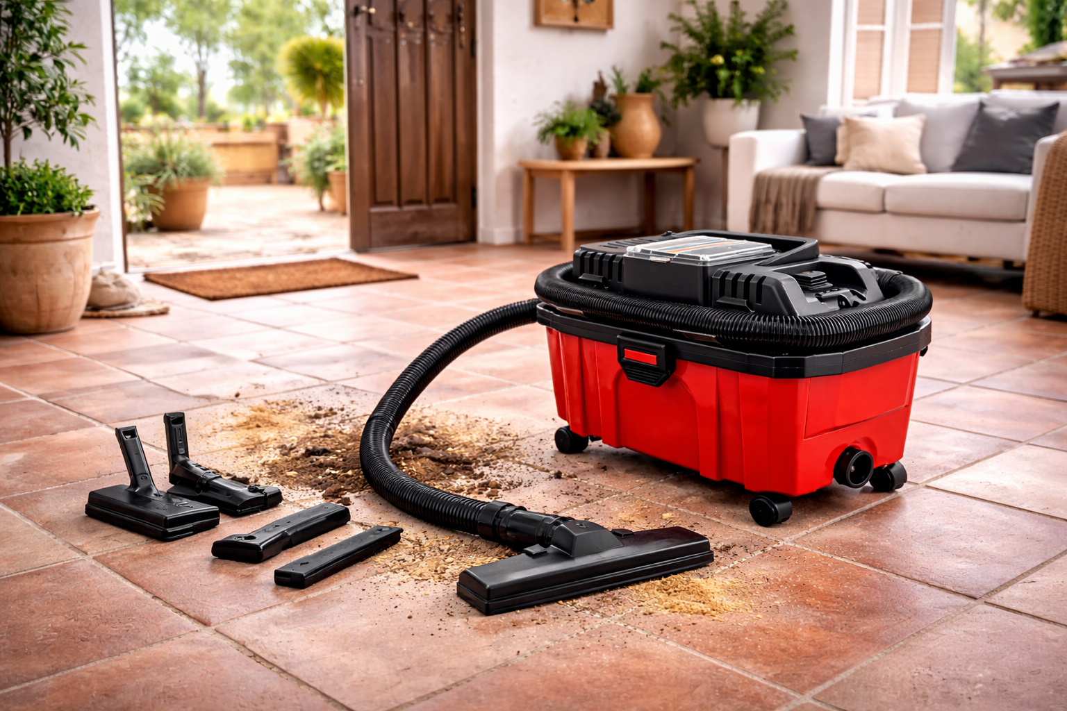 Indoor Outdoor Wet Dry Vacuum Cleaner for Entryways, Patios, and Mudrooms