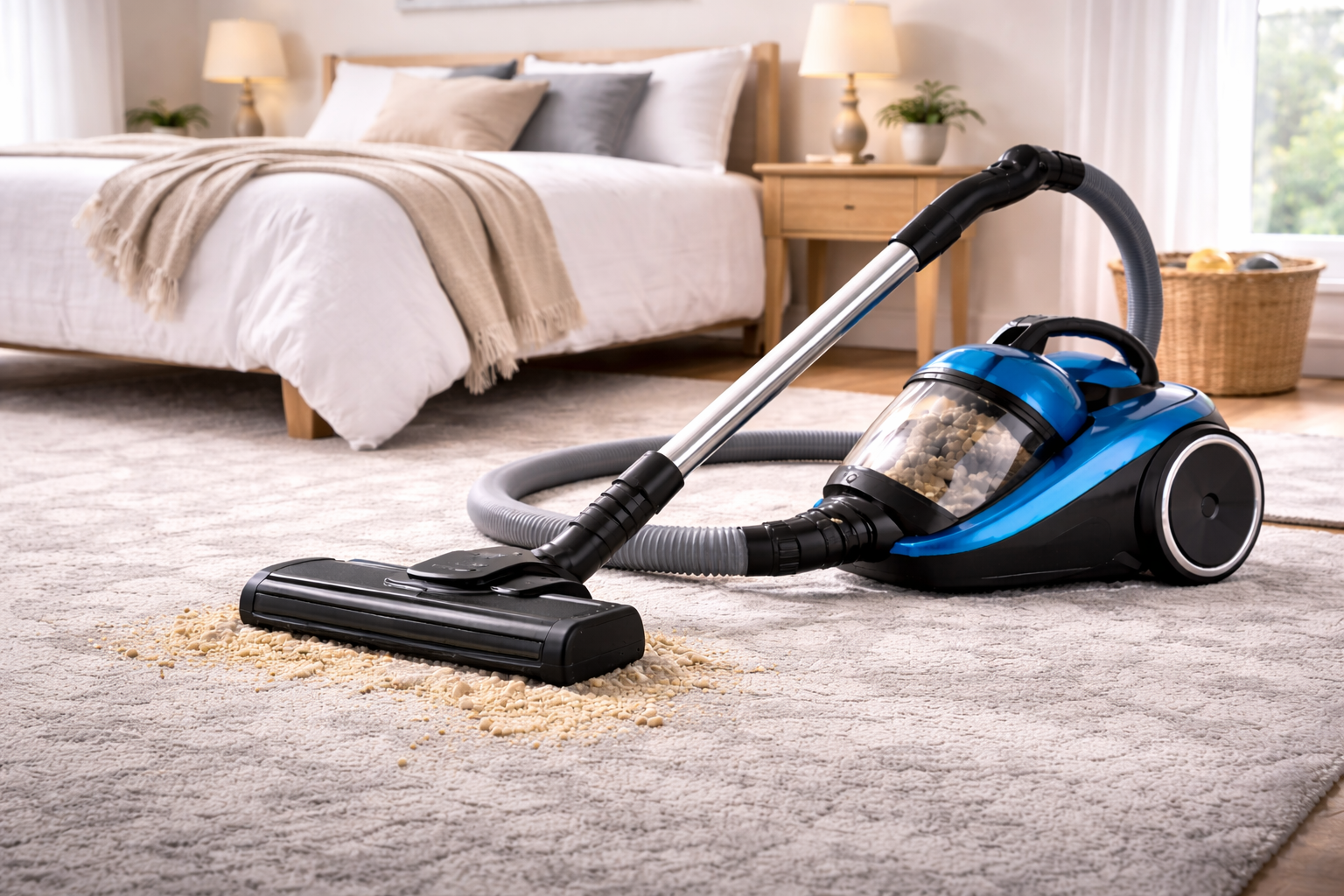 Low-Noise Vacuum Cleaner for Bedroom & Soft Carpet Cleaning with Dust Mite Filtration