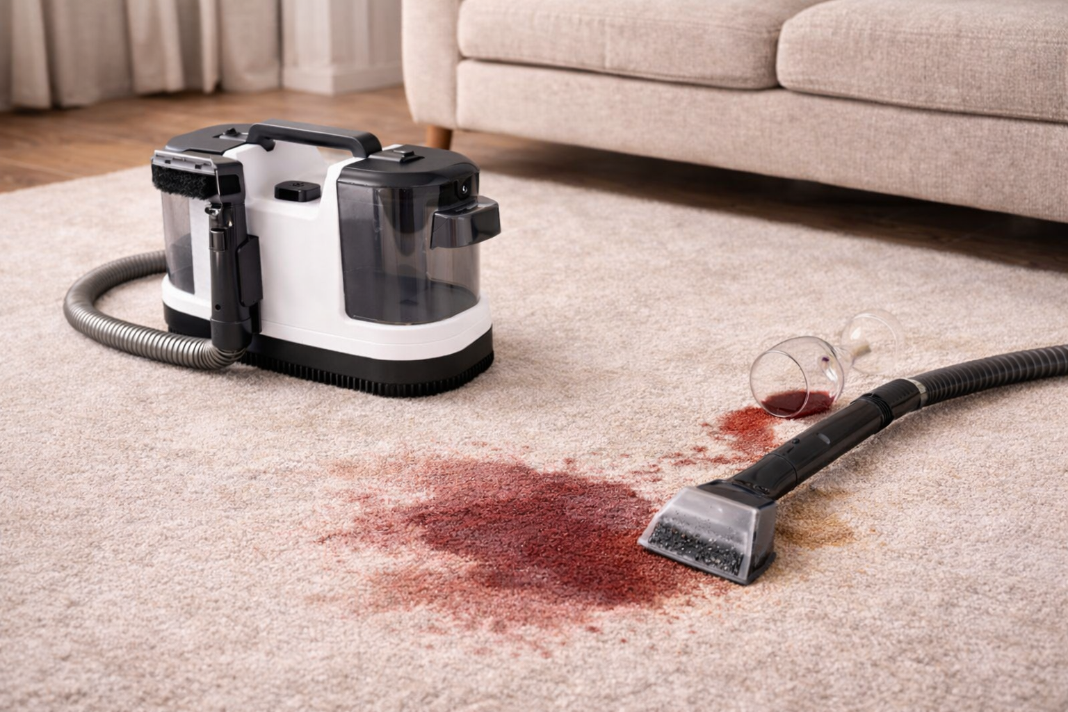 Portable Wine & Beverage Spill Carpet Cleaner for Living Rooms