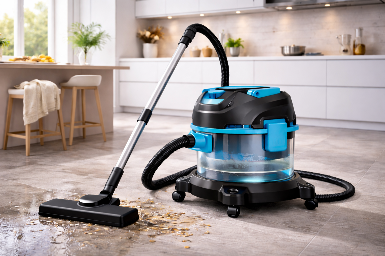 Kitchen Wet and Dry Vacuum Cleaner – Food Waste & Liquid Cleanup with Hygienic Filtration