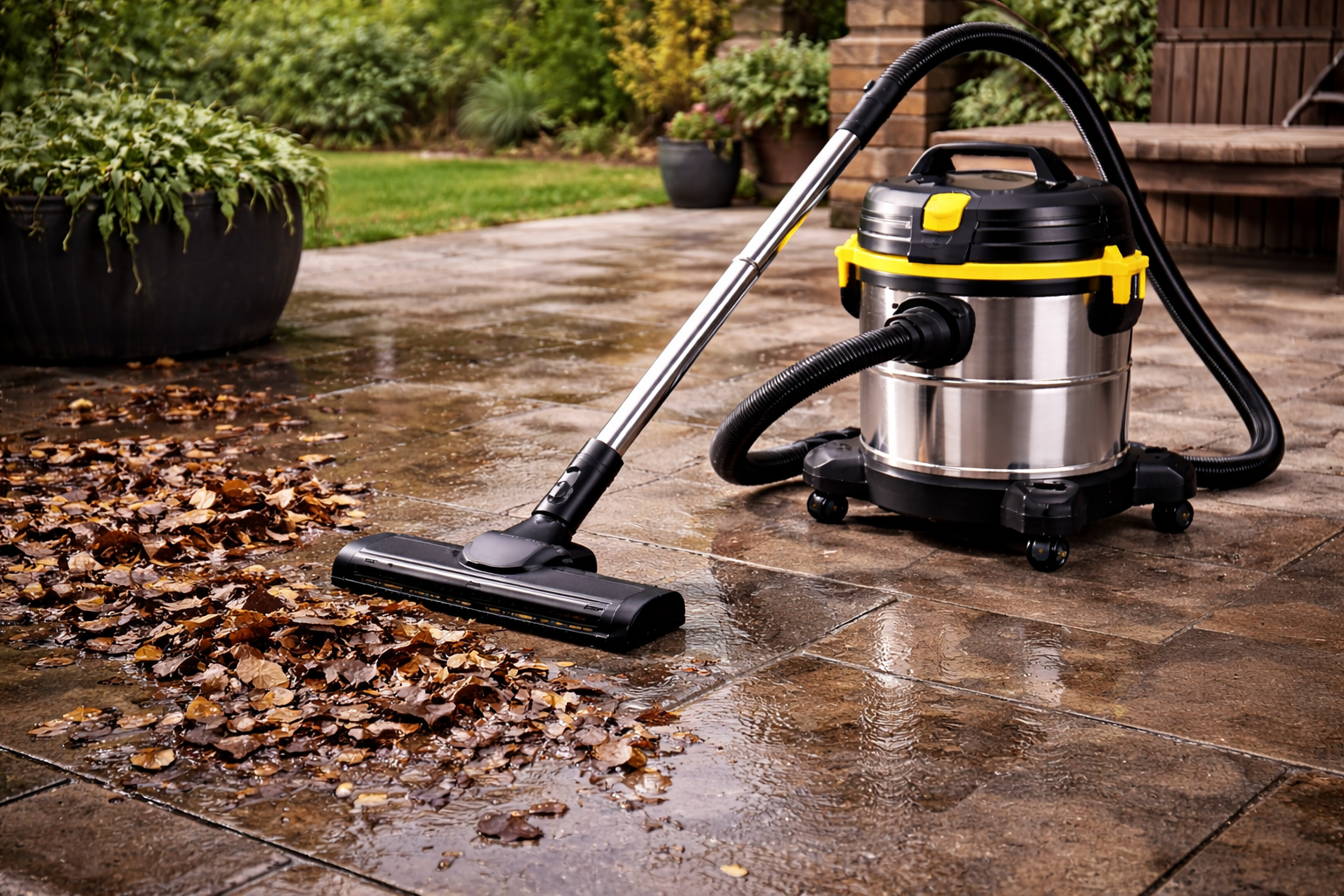 Outdoor Wet Dry Vacuum Cleaner for Patio, Garden Debris and Water Cleanup