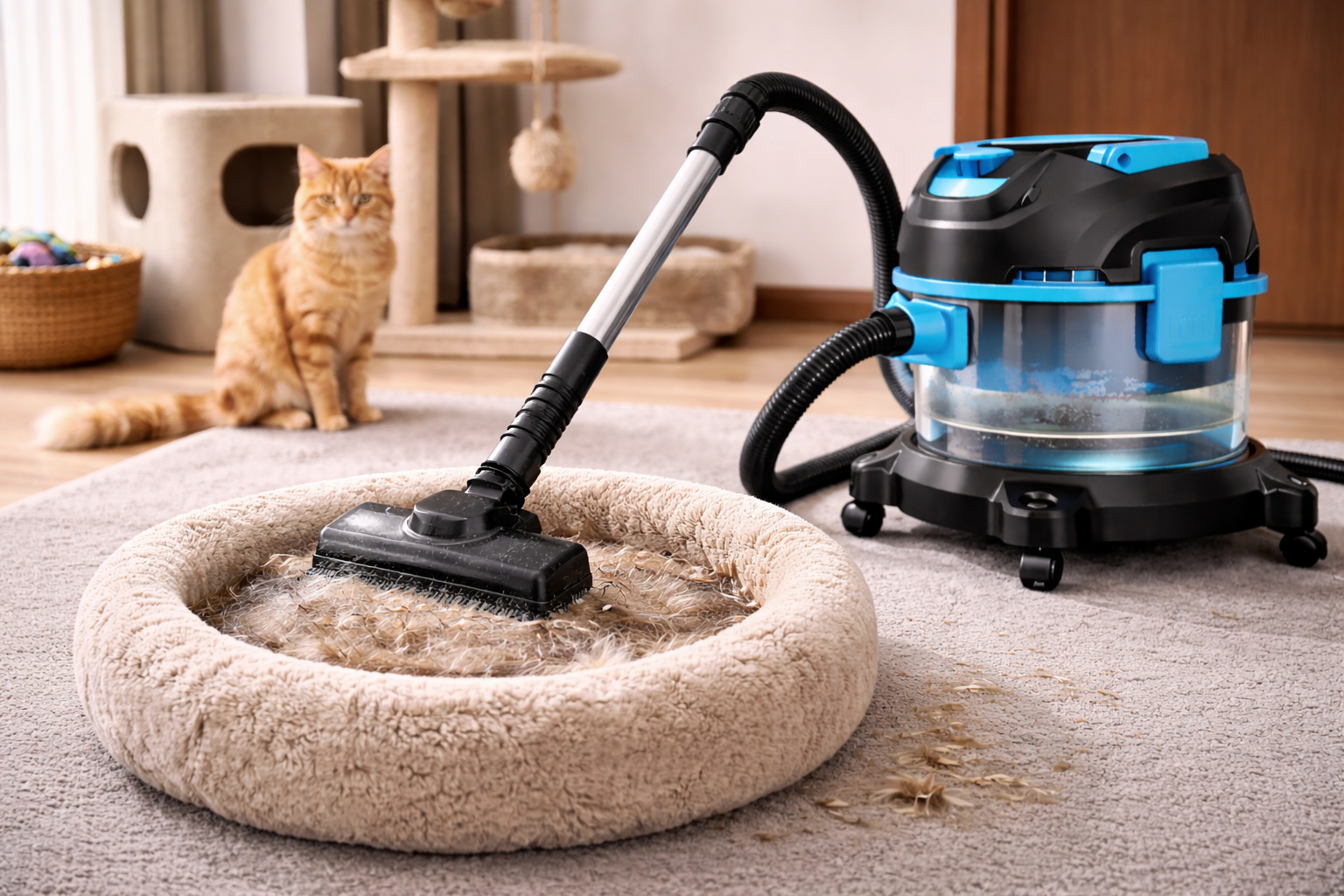 Pet Hair Wet & Dry Vacuum Cleaner – Low Noise Suction for Cat Beds, Furniture & Fur Removal