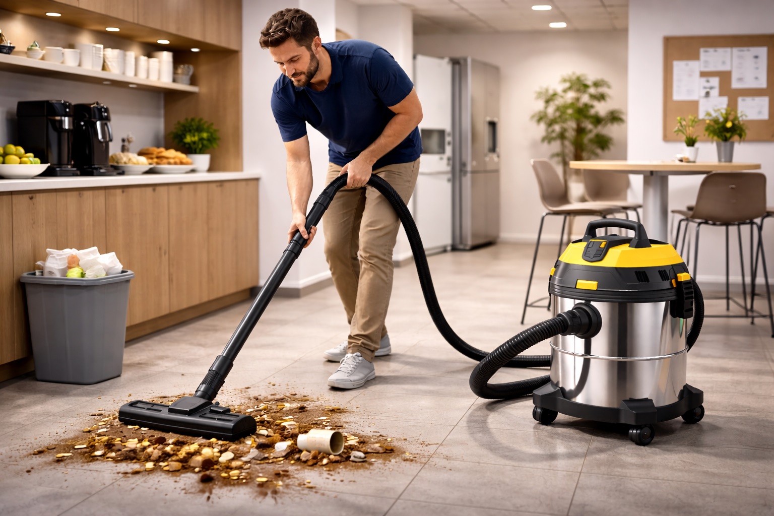 18L Wet and Dry Vacuum Cleaner for Office Kitchens – Quiet Stainless Steel Breakroom Vacuum