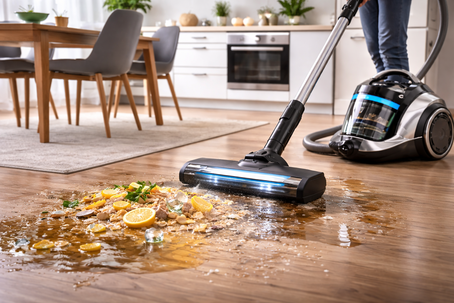 Wet & Dry Barrel Vacuum Cleaner – Powerful Canister Vacuum Cleaner for Kitchen and Home Floor Cleaning