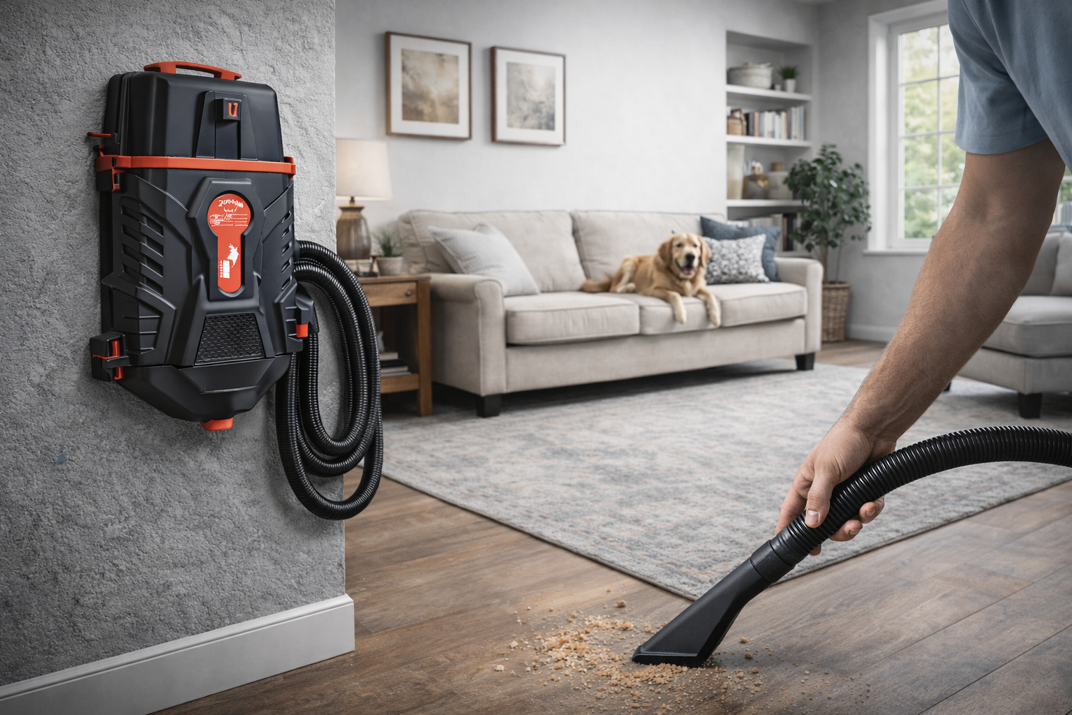 Wall Mounted Automotive Workshop Vacuum System for Engine Bay Cleaning