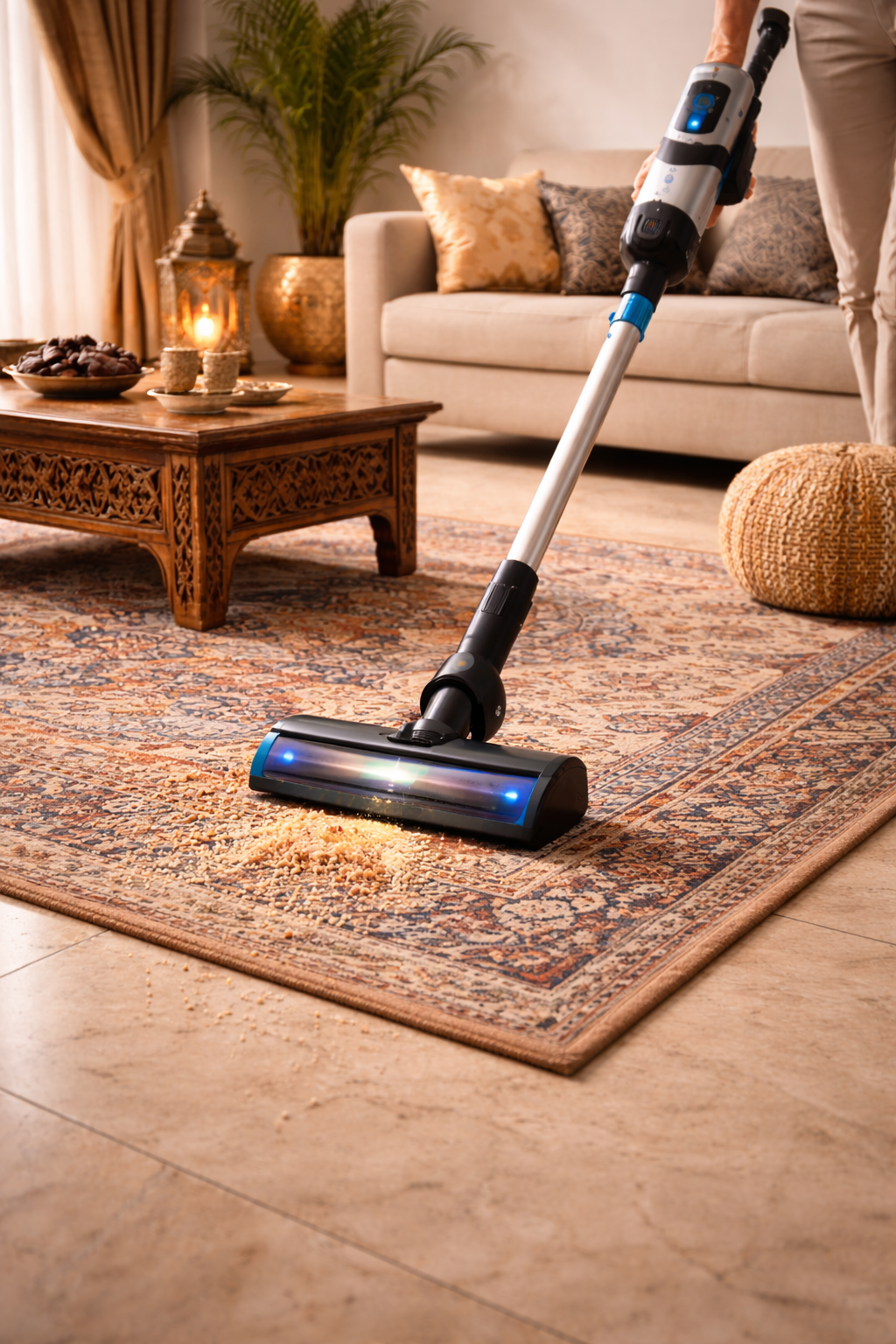 Cordless Vacuum Cleaner for Rugs and Tiles with LED and Powerful Suction