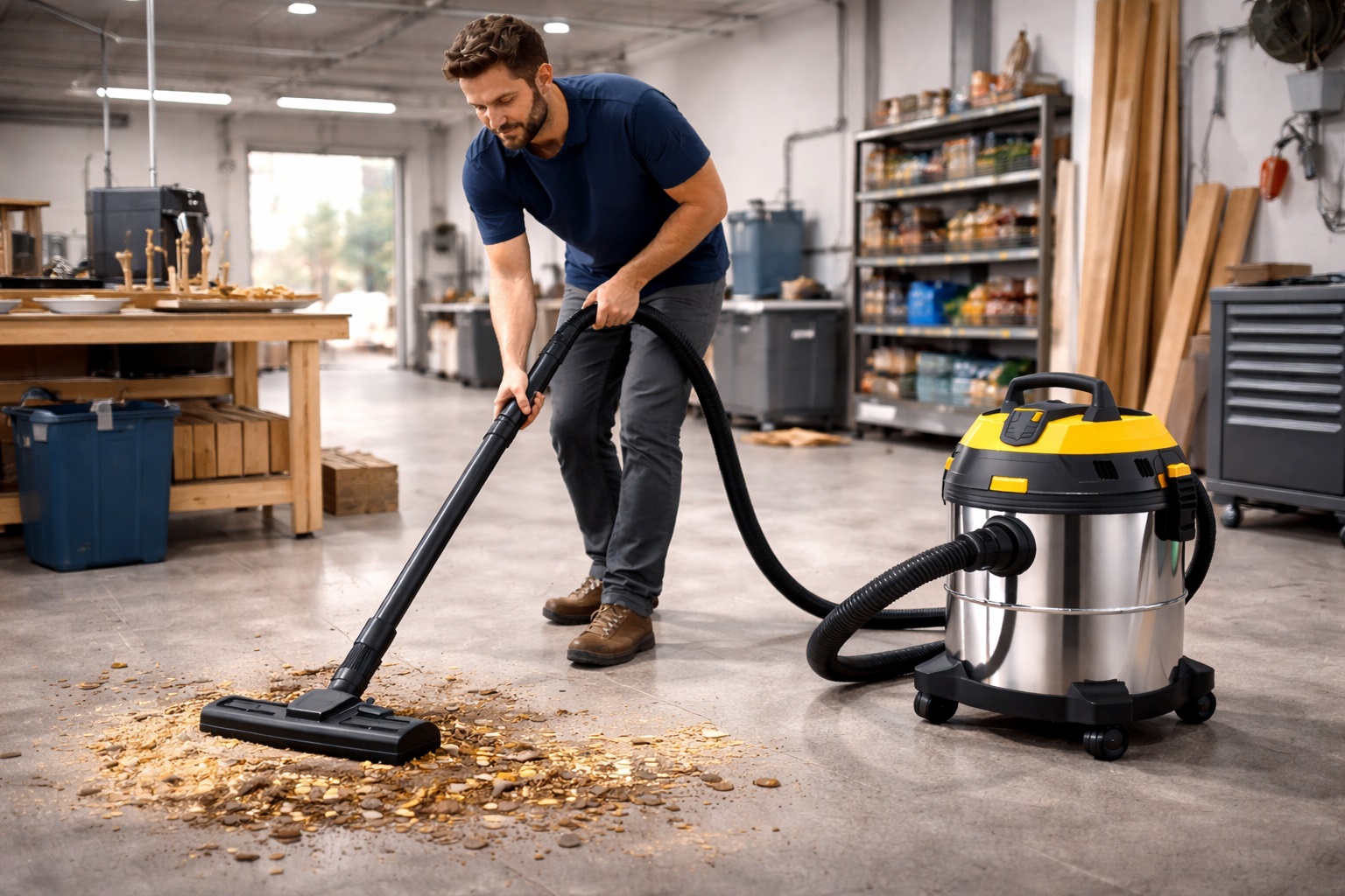 Industrial Shop Vacuum Cleaner - Wet and Dry Stainless Steel for Workshop Debris