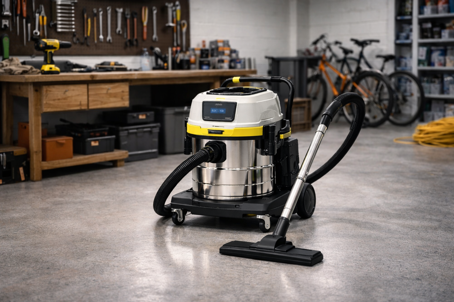 Heavy-Duty Wet & Dry Vacuum Cleaner for Workshops and Garages