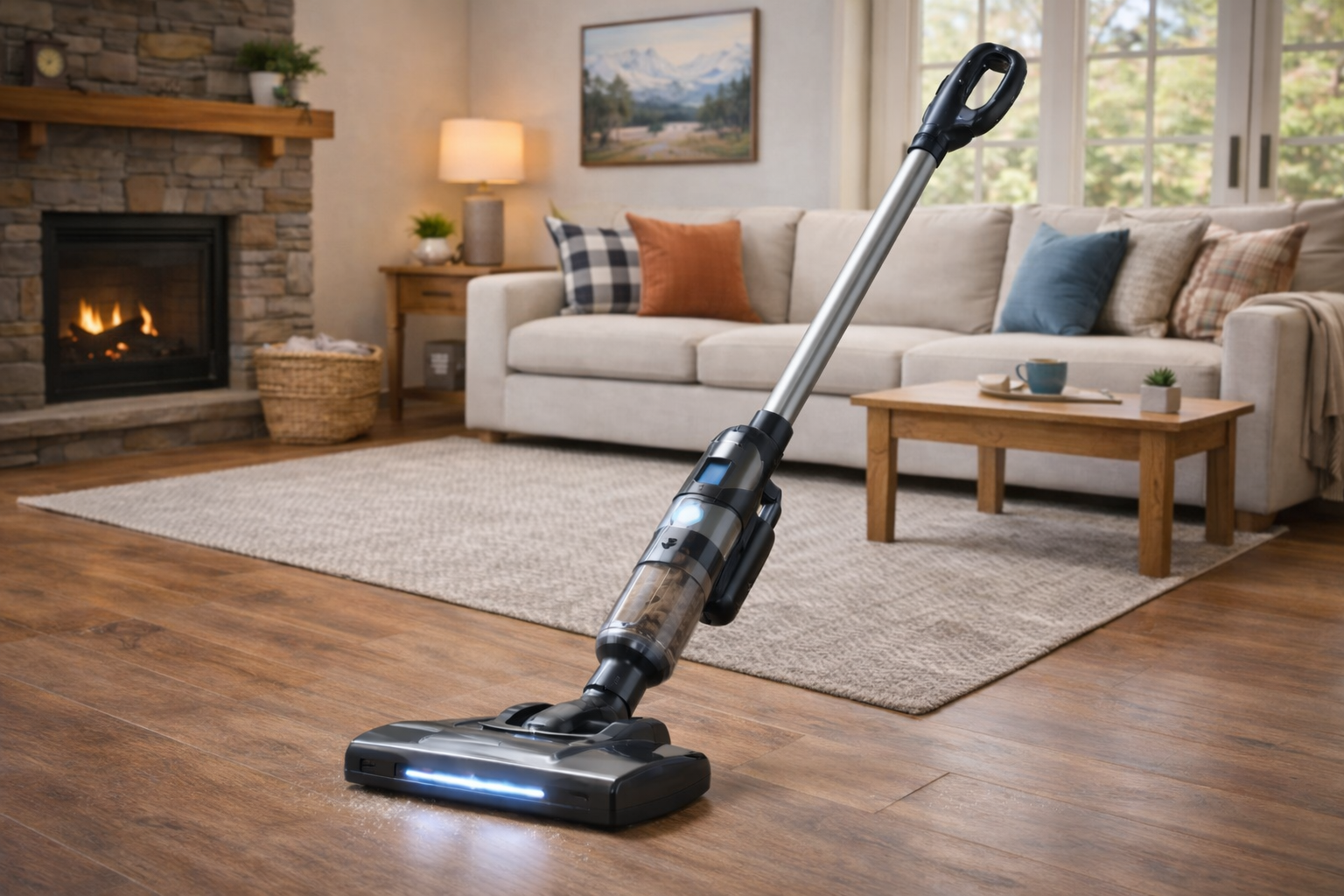 Cordless Stick Vacuum for Cabin & Cottage Homes – Ultra-Quiet, LED Lighting, High Suction