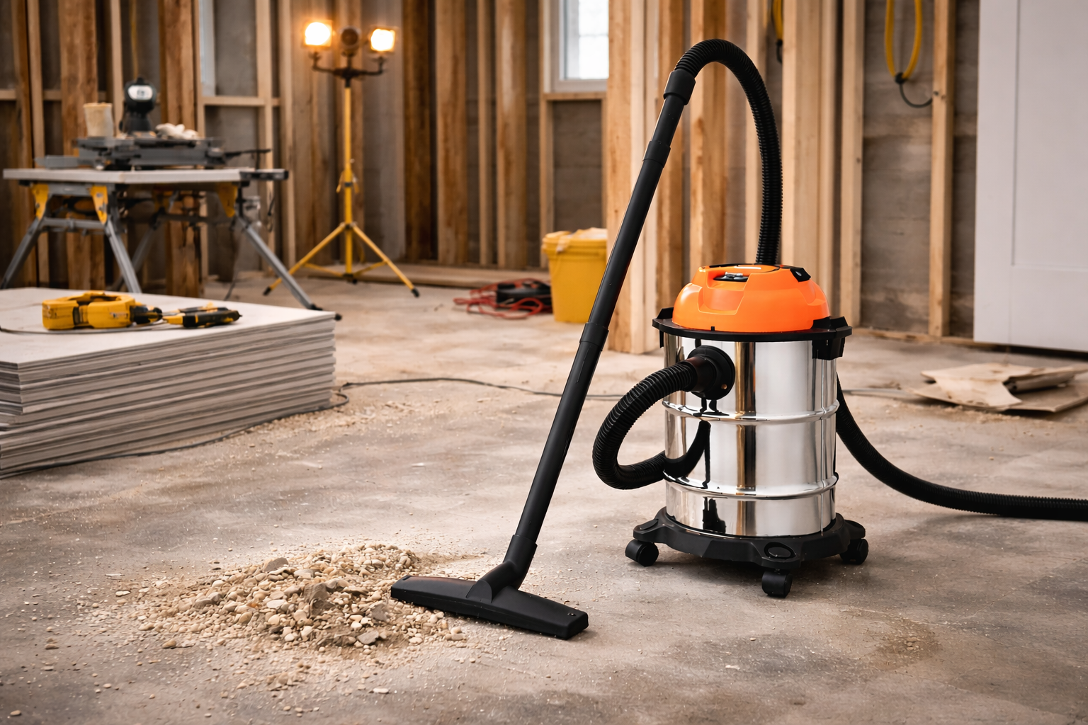Heavy-Duty Wet and Dry Vacuum Cleaner for Construction, Workshop, and Industrial Use