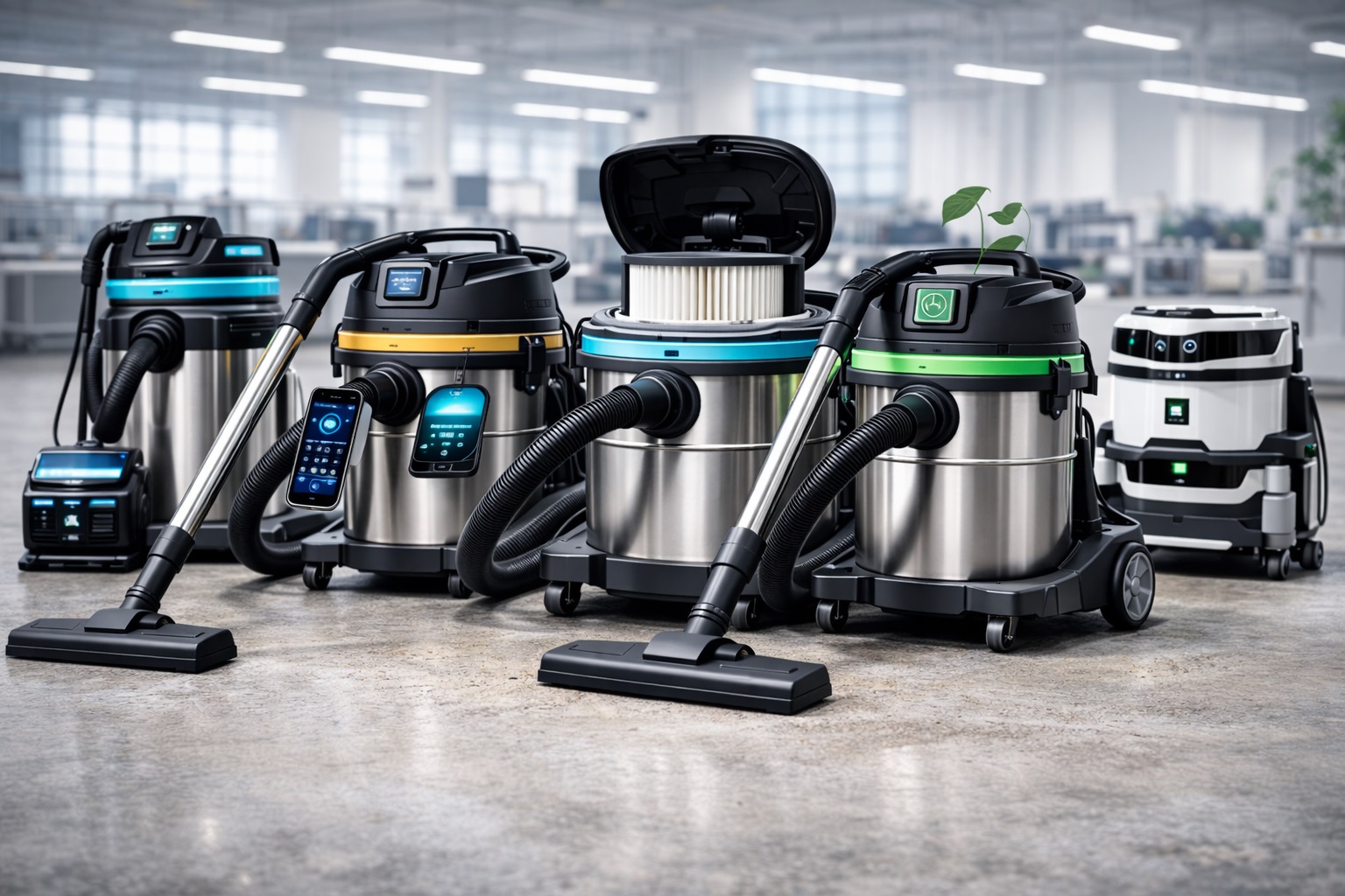 Smart Industrial Wet Dry Vacuum Cleaner 80L Intelligent Control System