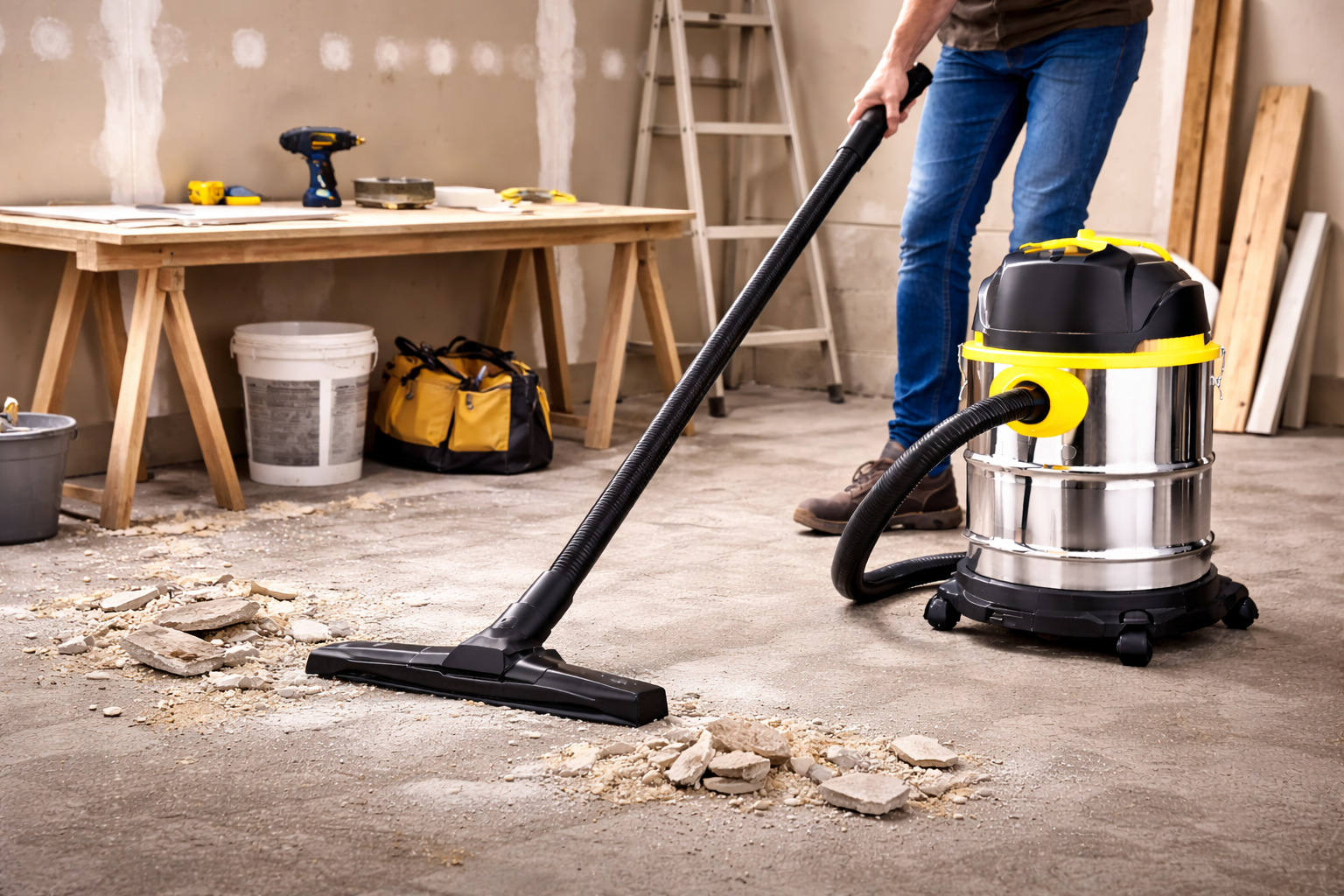 30L Construction-Grade Wet and Dry Vacuum Cleaner for Debris and Rubble