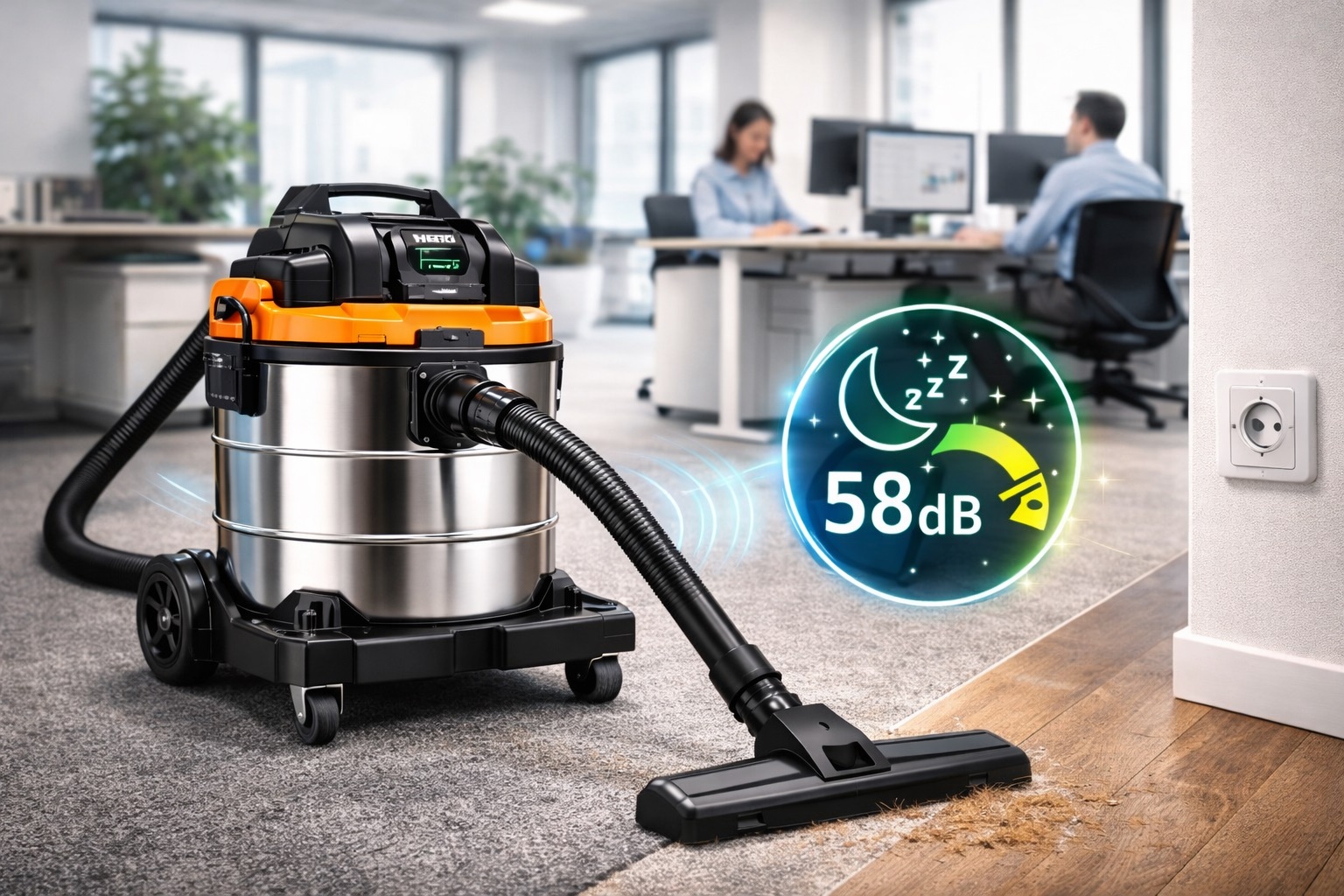 Quiet Wet-Dry Vacuum Cleaner with Noise Reduction Technology (58dB)