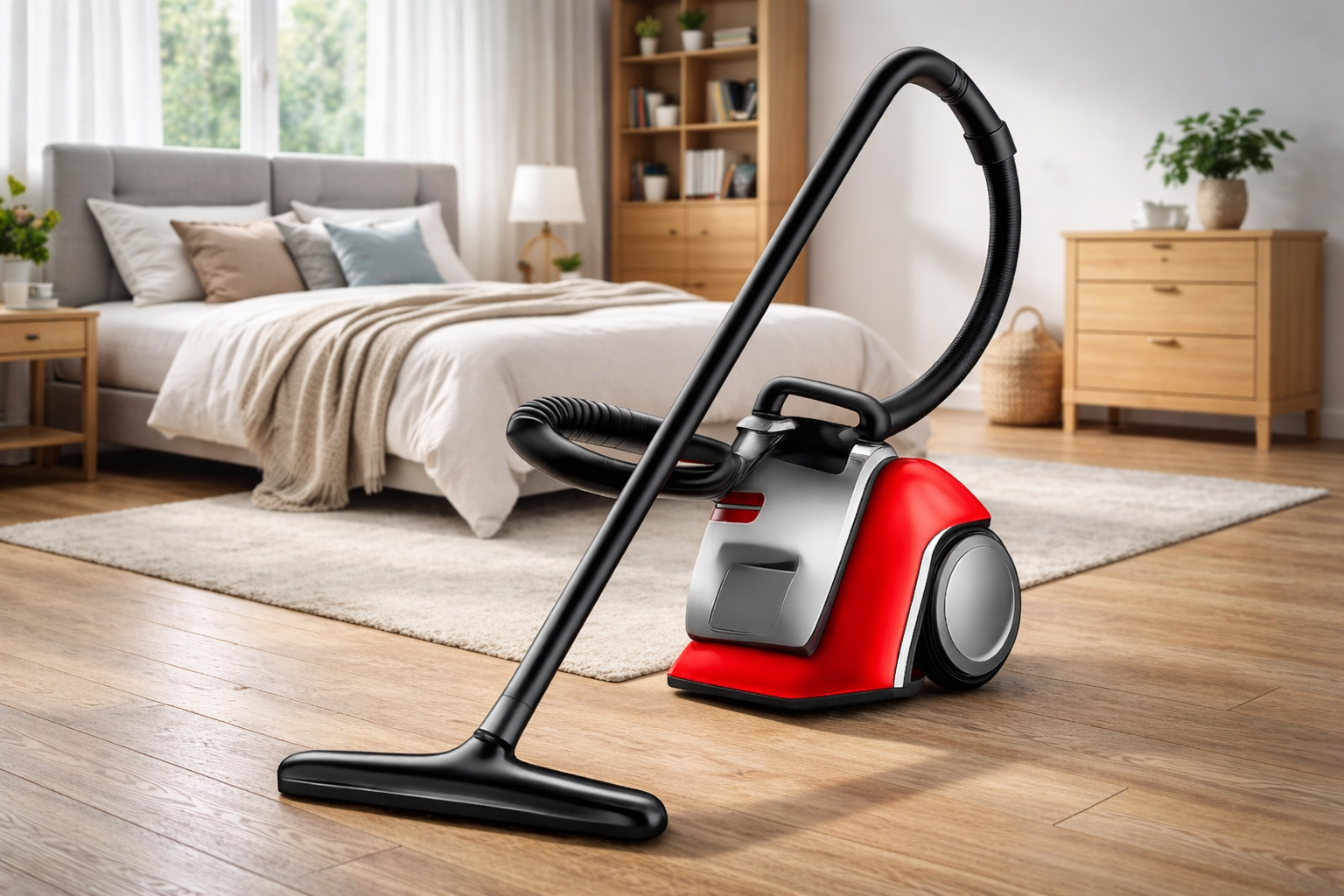 Bedroom Canister Vacuum Cleaner | Ultra-Quiet | Deep Cleaning for Carpet & Hardwood