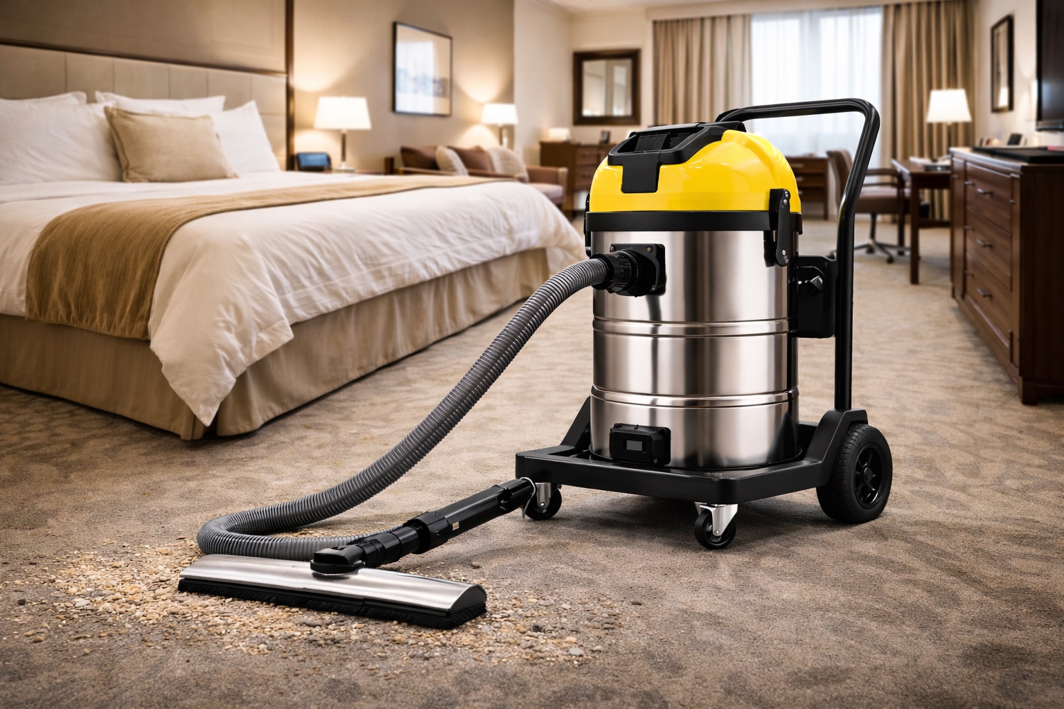 Hotel Room Commercial Vacuum Cleaner – Stainless Steel Wet & Dry Carpet Cleaning Machine