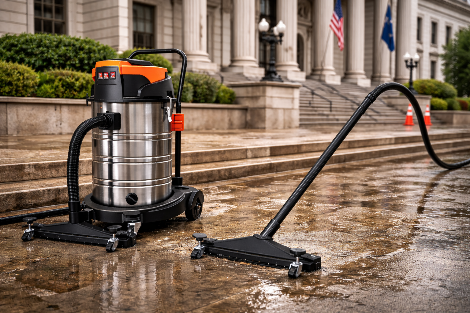Outdoor Wet & Dry Vacuum for Public Spaces & Commercial Areas – 60L Stainless Steel, 2000W