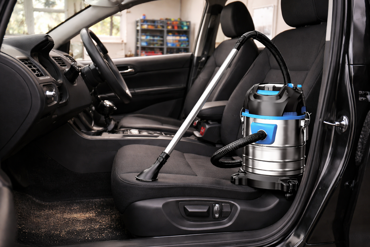 Car Interior Wet & Dry Vacuum Cleaner - 15L Stainless Steel, 1200W Powerful Suction