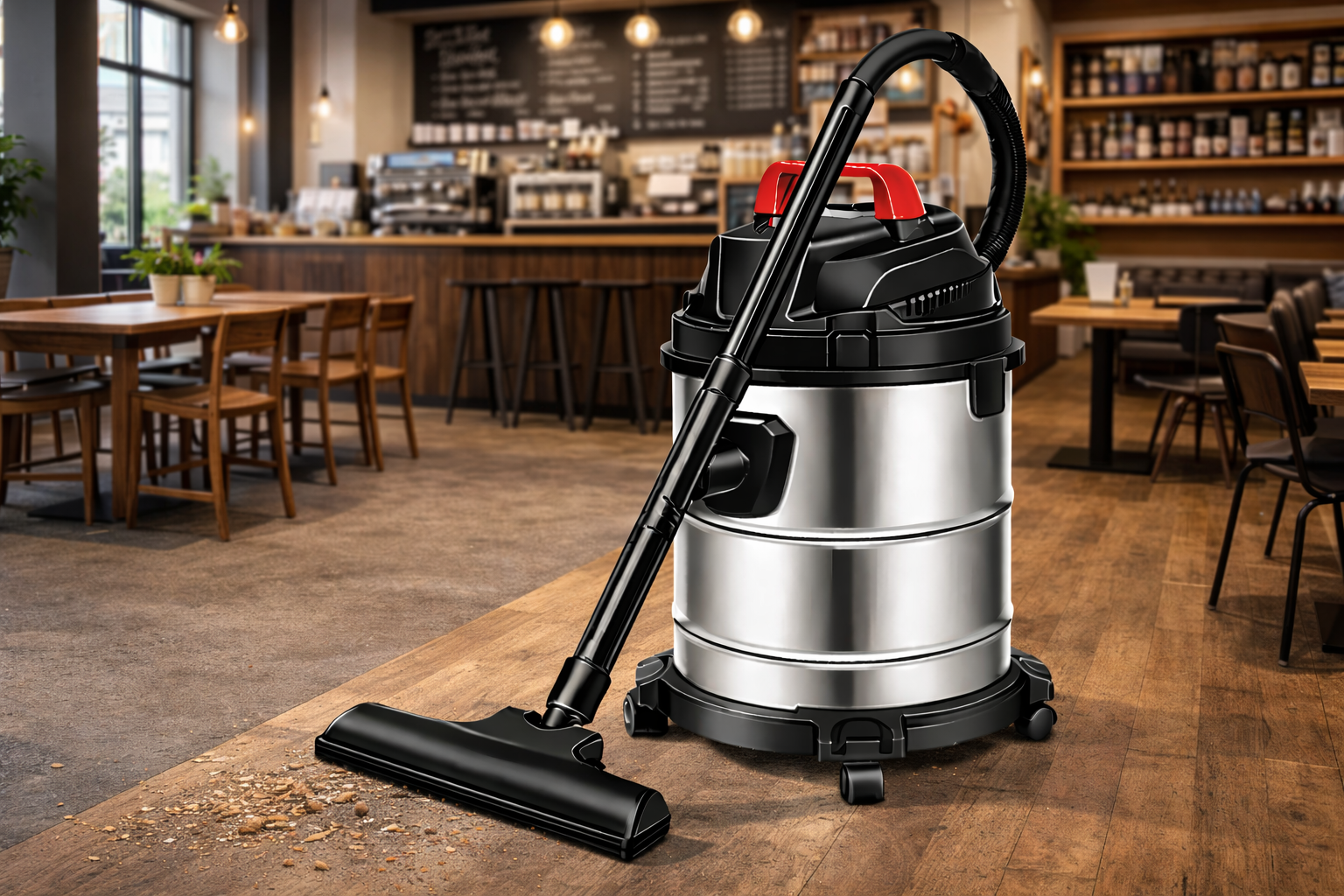 Restaurant Wet & Dry Vacuum Cleaner – Commercial Grade Stainless Steel for Food & Beverage Spaces