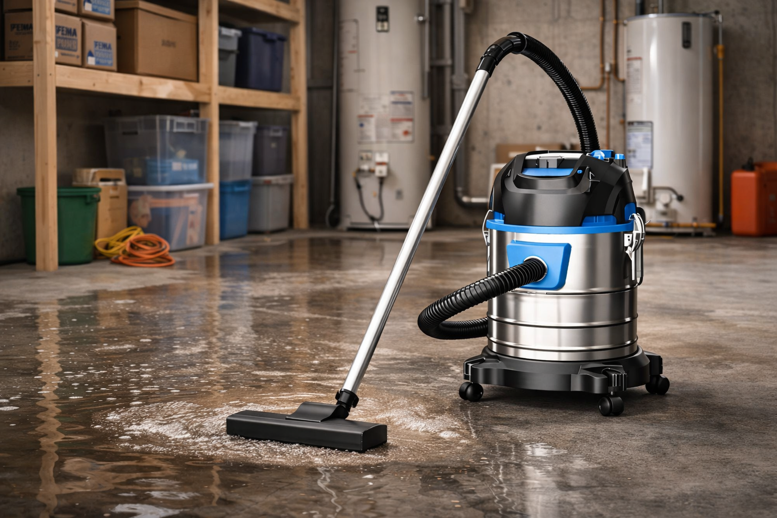 Industrial Wet and Dry Vacuum Cleaner with Stainless Steel Tank – Heavy-Duty Shop Cleaning Equipment