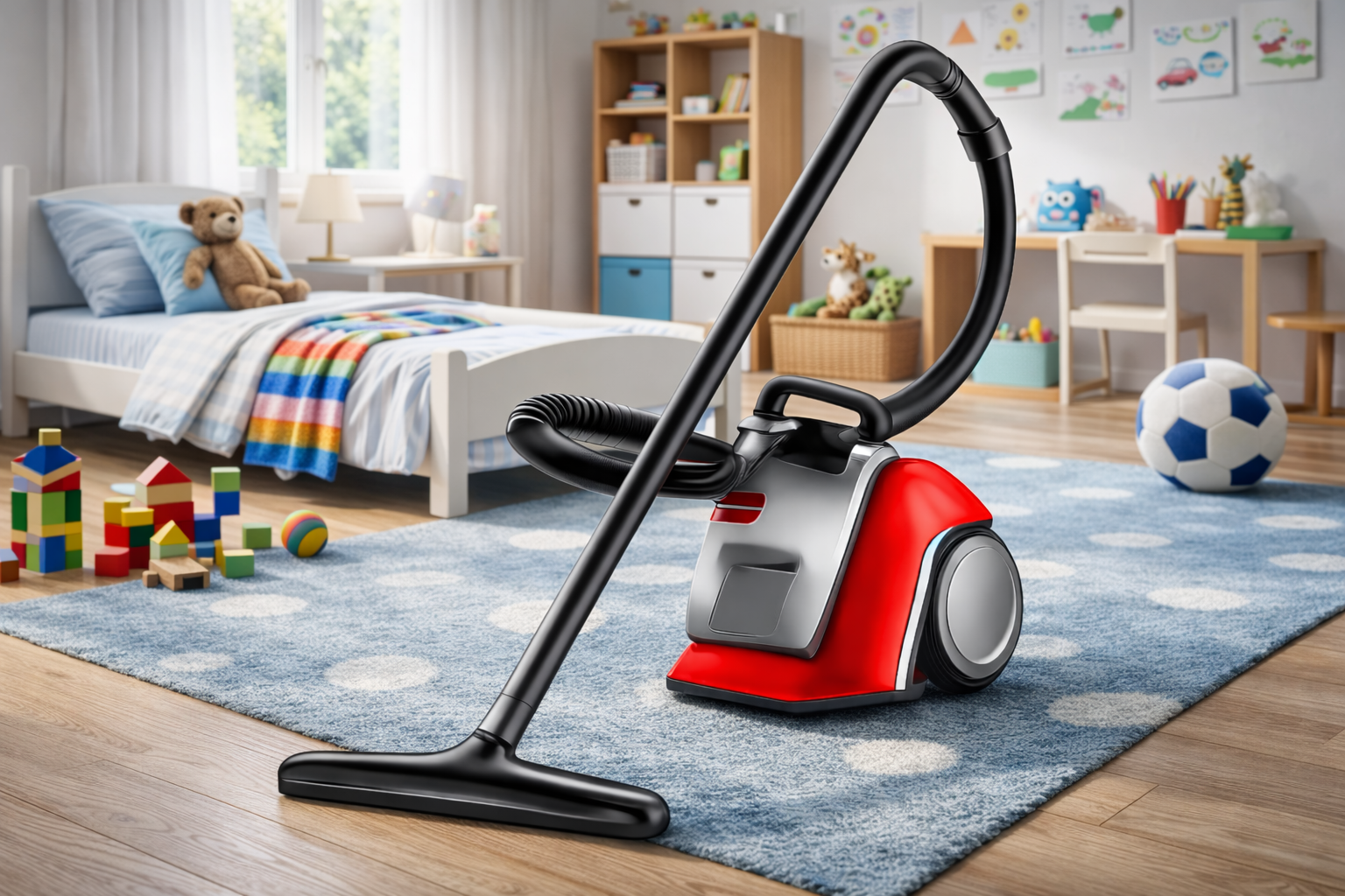 Kids Room Canister Vacuum Cleaner | Ultra Quiet | Safe & Gentle for Carpet