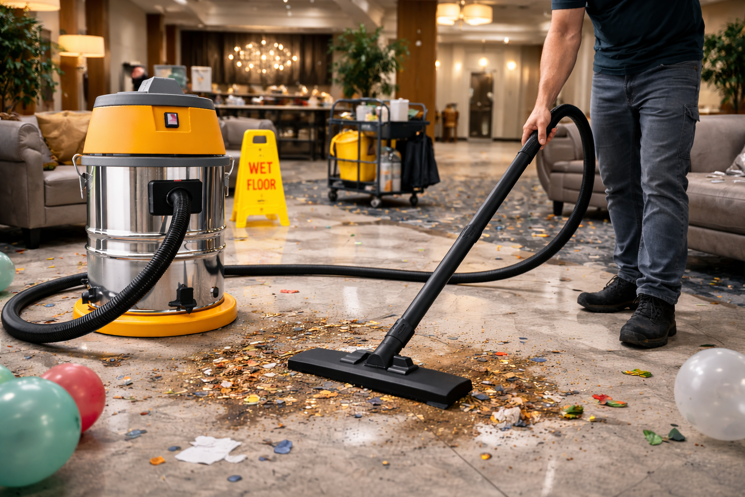 Event Hall Wet Dry Vacuum Cleaner – Heavy Duty Cleanup for Celebrations