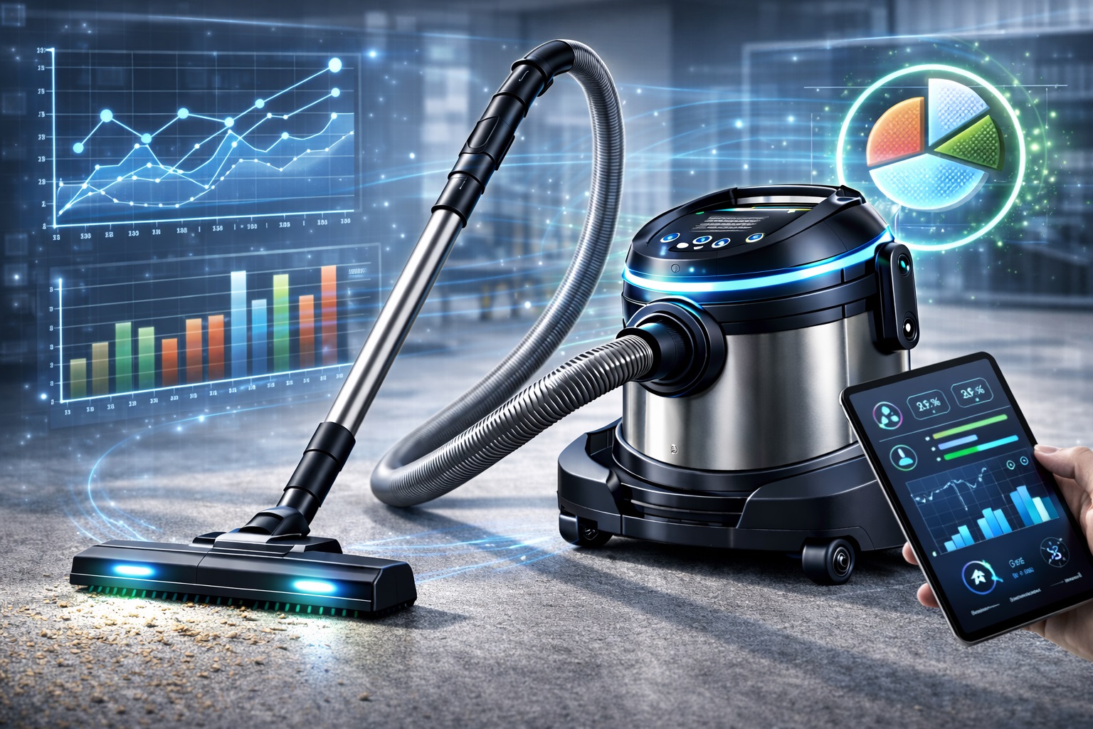 Barrel Vacuum Cleaner with Data Analysis and Smart Performance Metrics