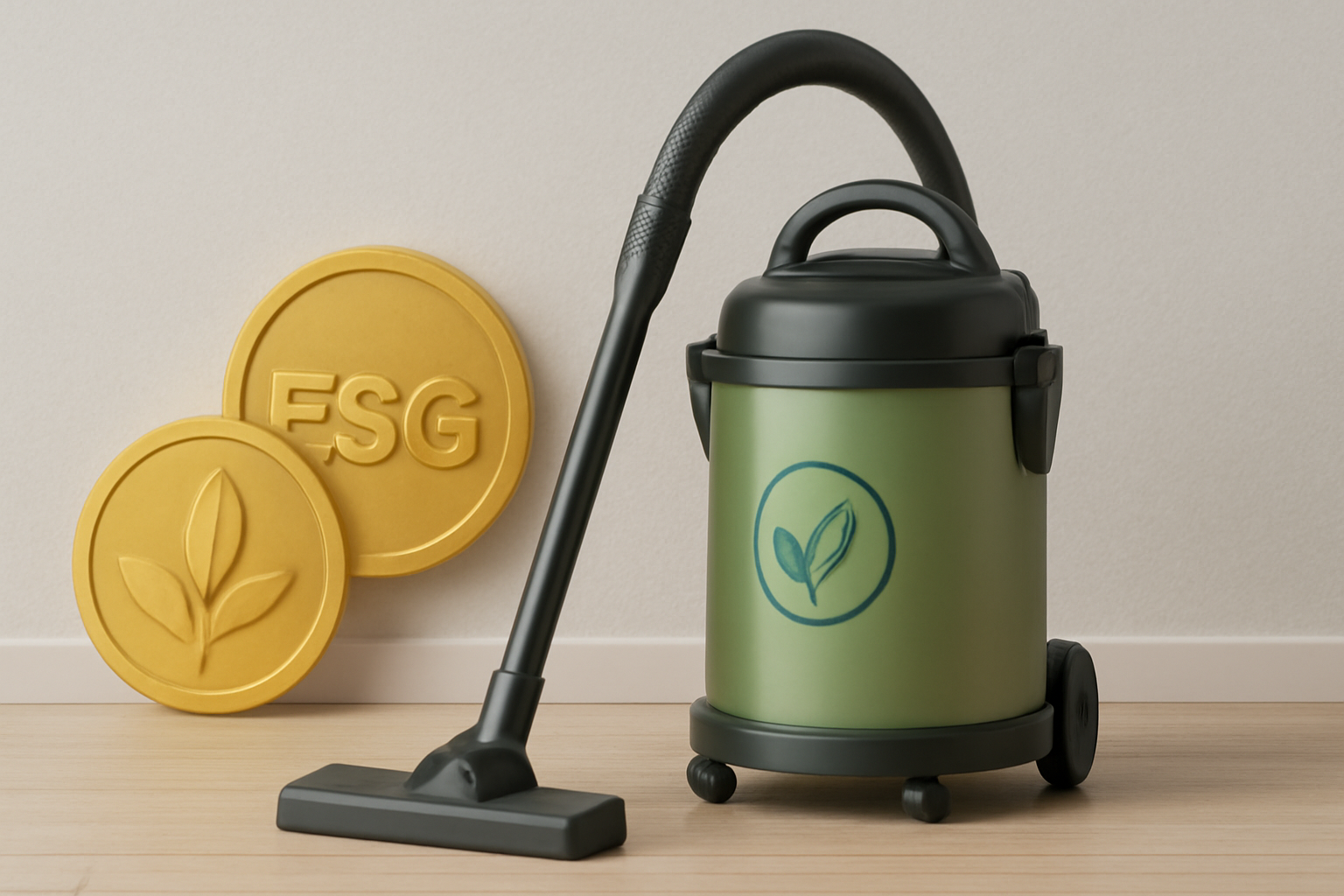 A14 Eco-Friendly Metal Barrel Vacuum Cleaner – Olive Green Industrial Vacuum with ESG Branding