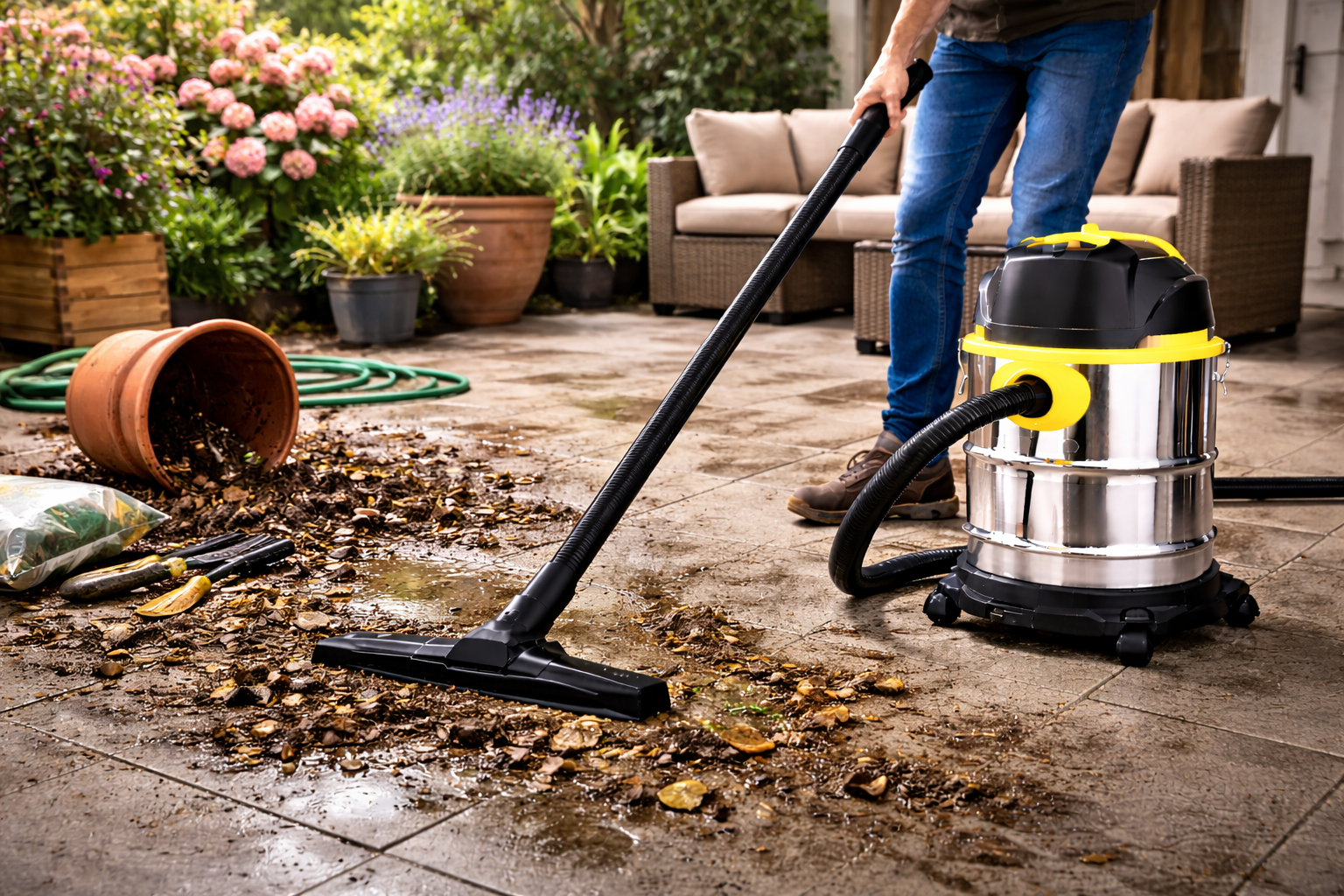 Wet & Dry Vacuum Cleaner for Garden Patio Cleaning
